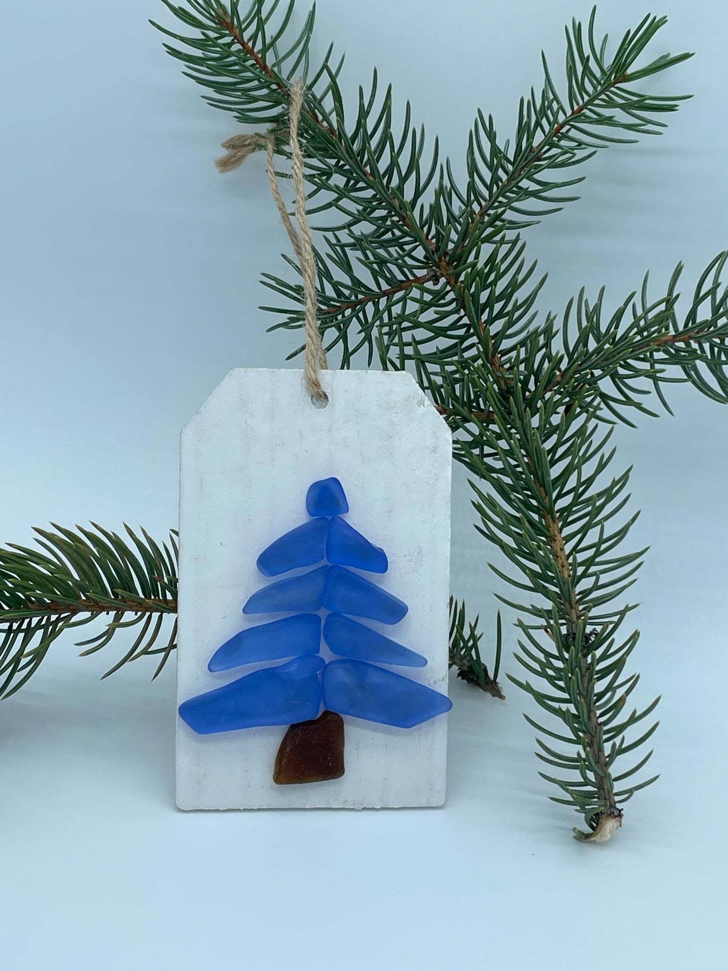 Sea Glass Christmas Tree Ornaments, Handmade Seaglass Holiday Decor