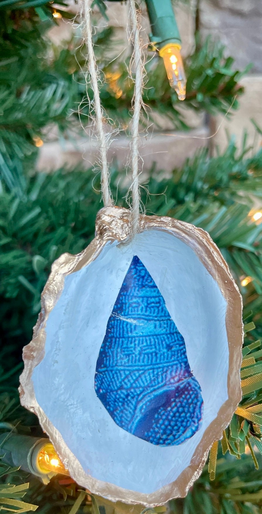 Jewish Chanukah (Hanukkah) Holiday Ornaments - Seashell and Decoupage