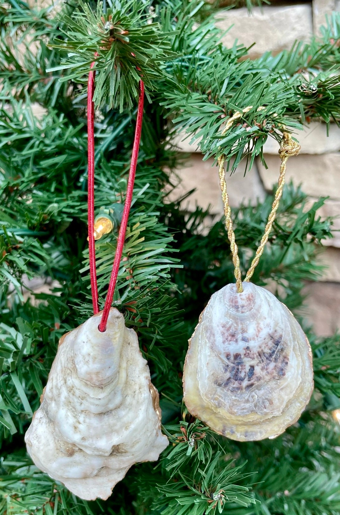 Jewish Chanukah (Hanukkah) Holiday Ornaments - Seashell and Decoupage