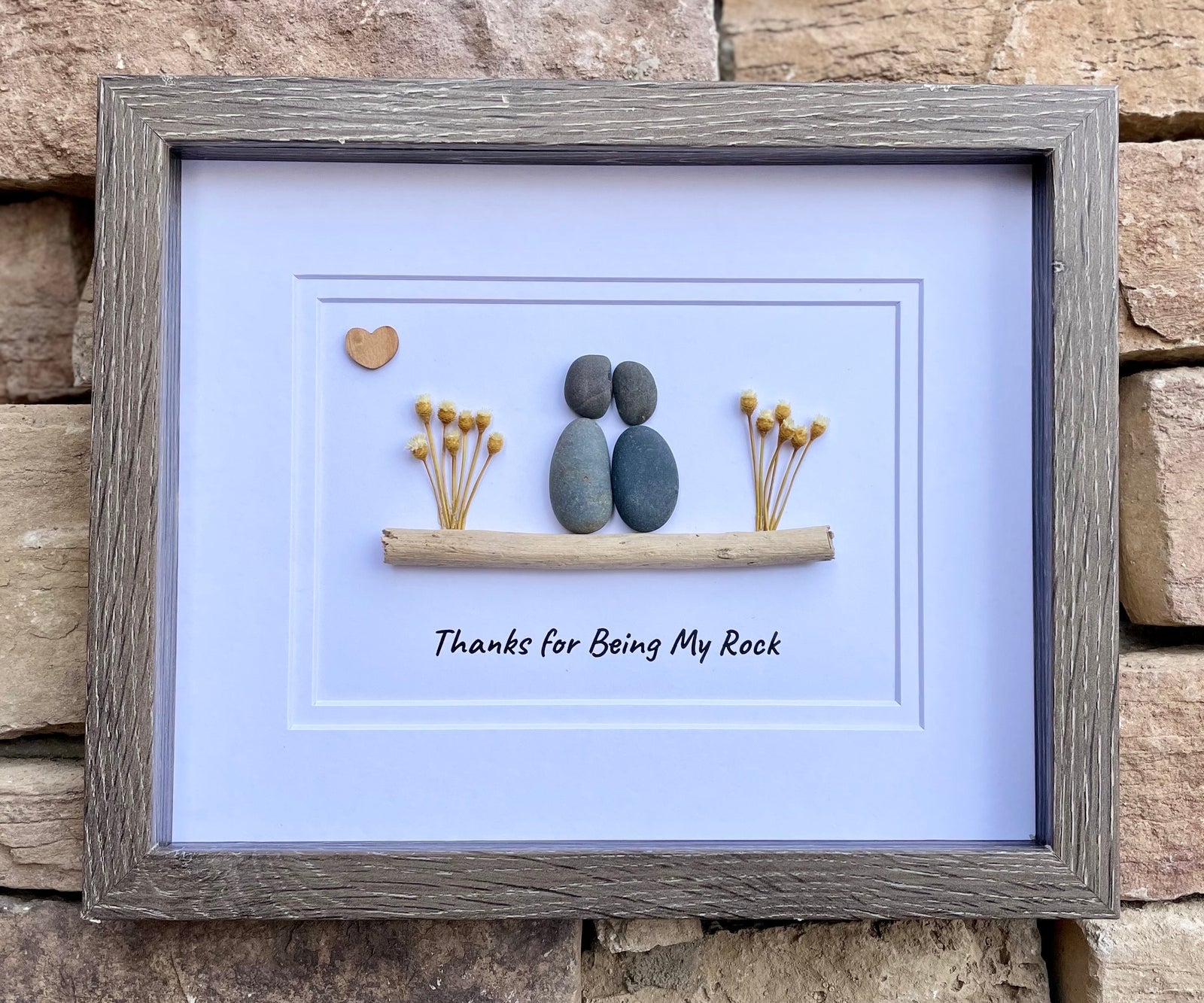 Thanks For Being My Rock, 8x10 Framed Pebble Art, Perfect Gift for Friend, Partner, Wife, Husband, Boyfriend, Girlfriend