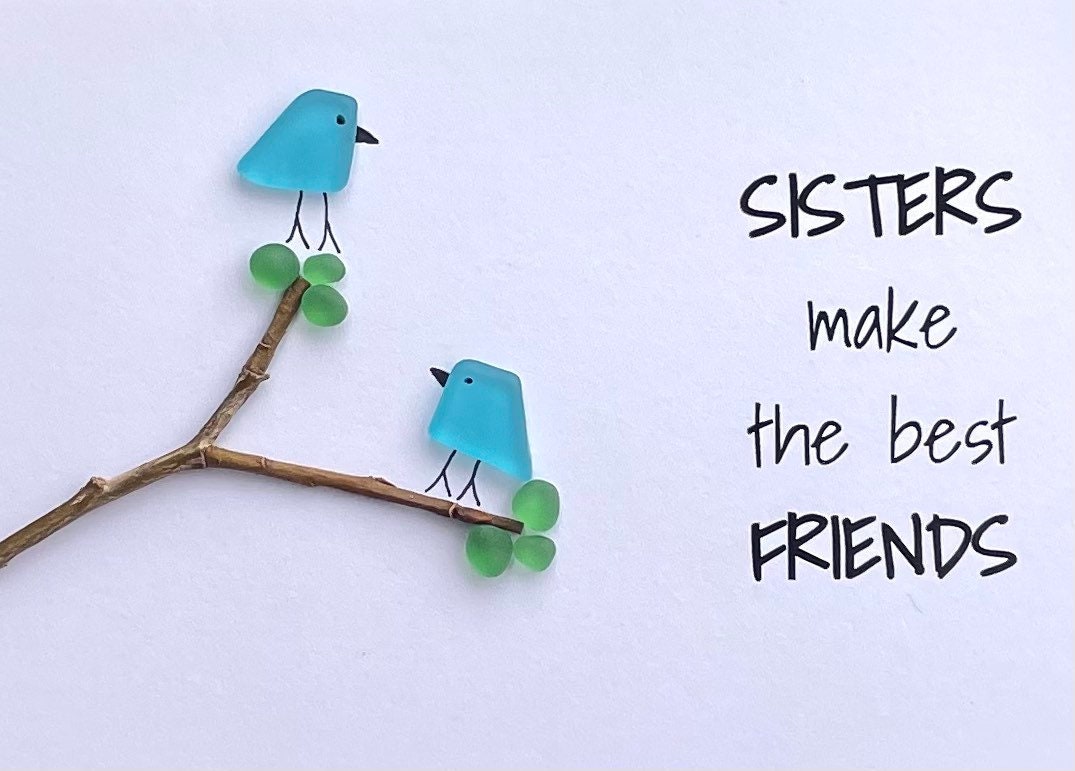 If Sisters Were Flowers I&#39;d Pick You | Sister Gift | Flower Art | Handmade Picture | Birthday | Nature-Inspired Gift | 8x8 Sea Glass Art