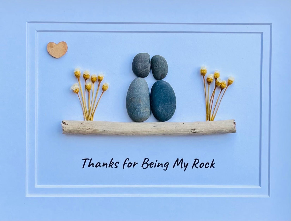 Thanks For Being My Rock, 8x10 Framed Pebble Art, Perfect Gift for Friend, Partner, Wife, Husband, Boyfriend, Girlfriend