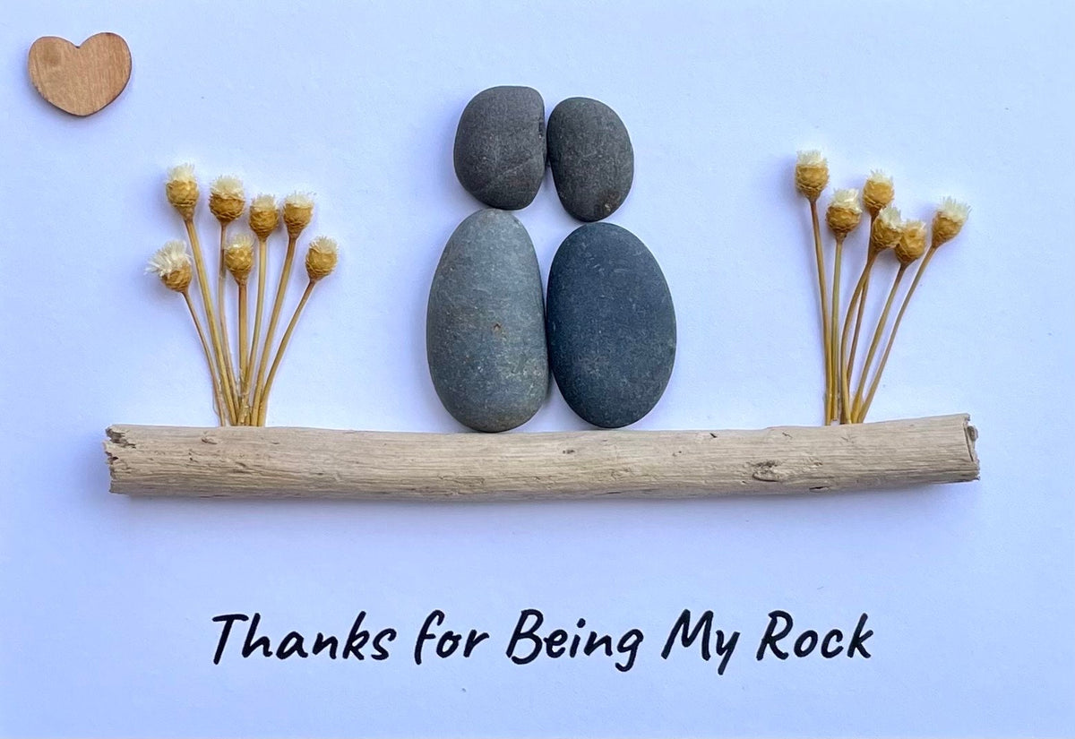 Thanks For Being My Rock, 8x10 Framed Pebble Art, Perfect Gift for Friend, Partner, Wife, Husband, Boyfriend, Girlfriend