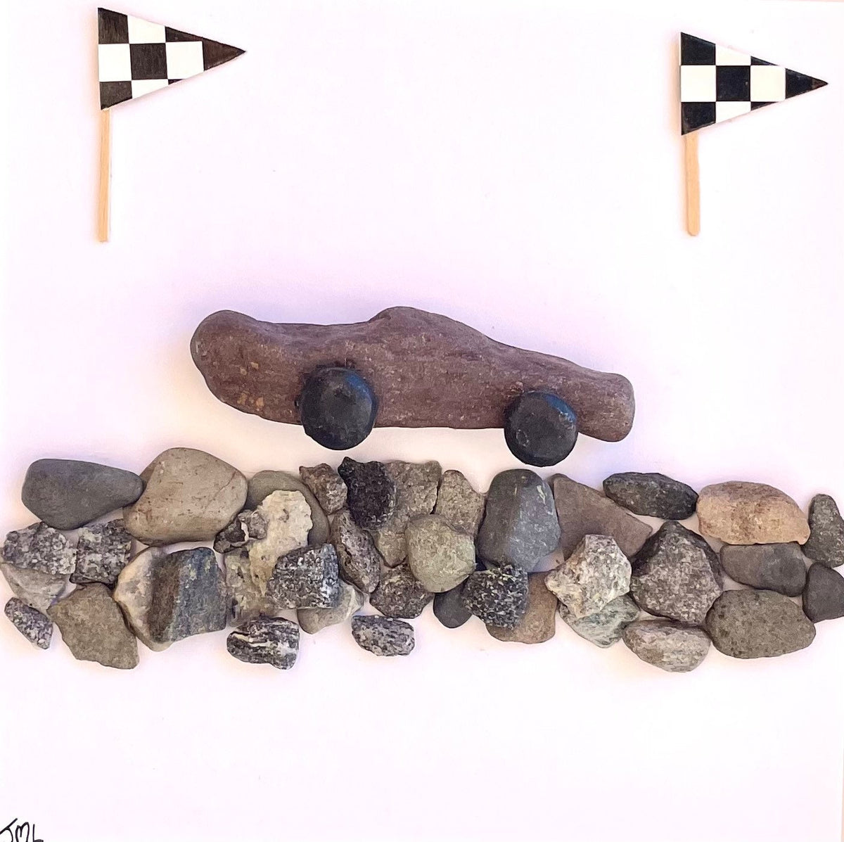 Race Car Pebble Art Picture, 8x10 Framed Handmade Gift for Car Fans, Formula 1, Nascar, Car Lover, Gift for Him