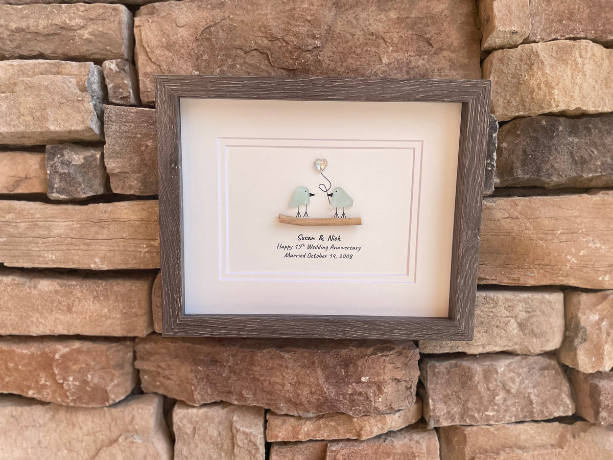 Child Holding Sea Glass Balloons | Framed, Handmade, Unique Art | Gift For Nursery, Child, Friend, New Parents | 8x10 Sea Glass Art