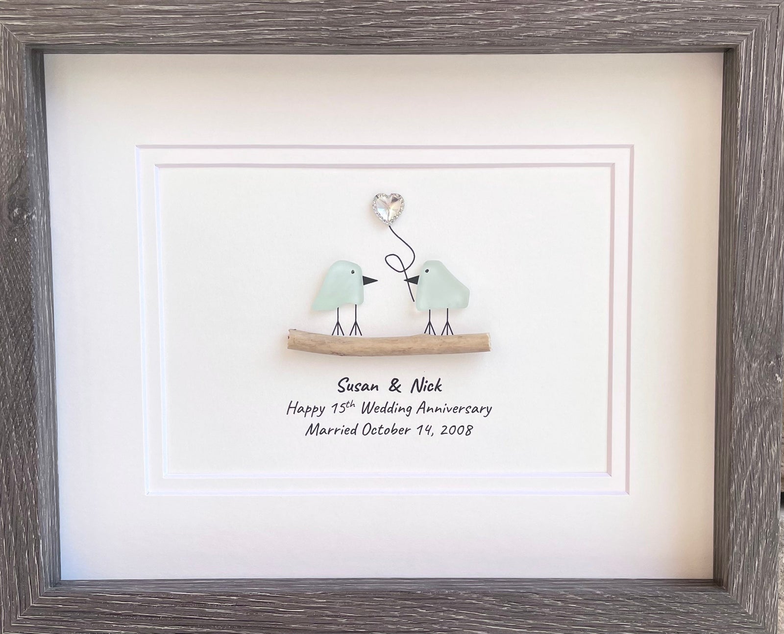 Child Holding Sea Glass Balloons | Framed, Handmade, Unique Art | Gift For Nursery, Child, Friend, New Parents | 8x10 Sea Glass Art