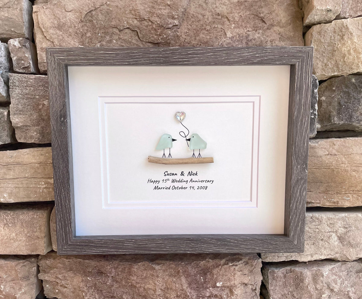 Child Holding Sea Glass Balloons | Framed, Handmade, Unique Art | Gift For Nursery, Child, Friend, New Parents | 8x10 Sea Glass Art