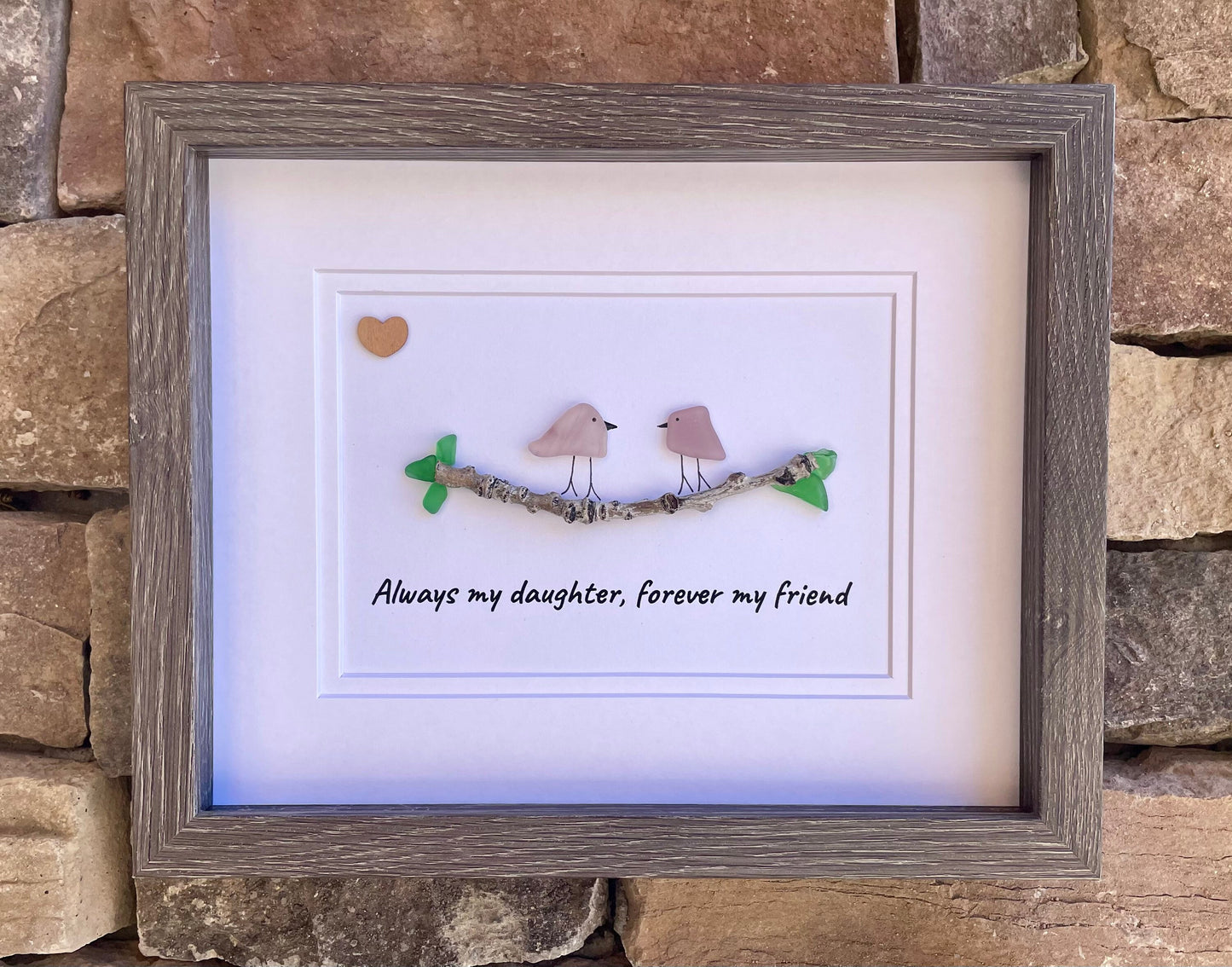 Sea Glass Birds Art, Gift for Daughter, Framed Sentimental Art (8x10)