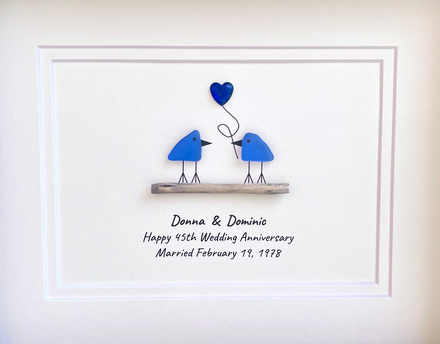 Sapphire Wedding Anniversary | 45th Anniversary | Unique 45th Anniversary Gift | Gift for Wife, Husband, Parent, Couple | 8x10 Sea Glass Art