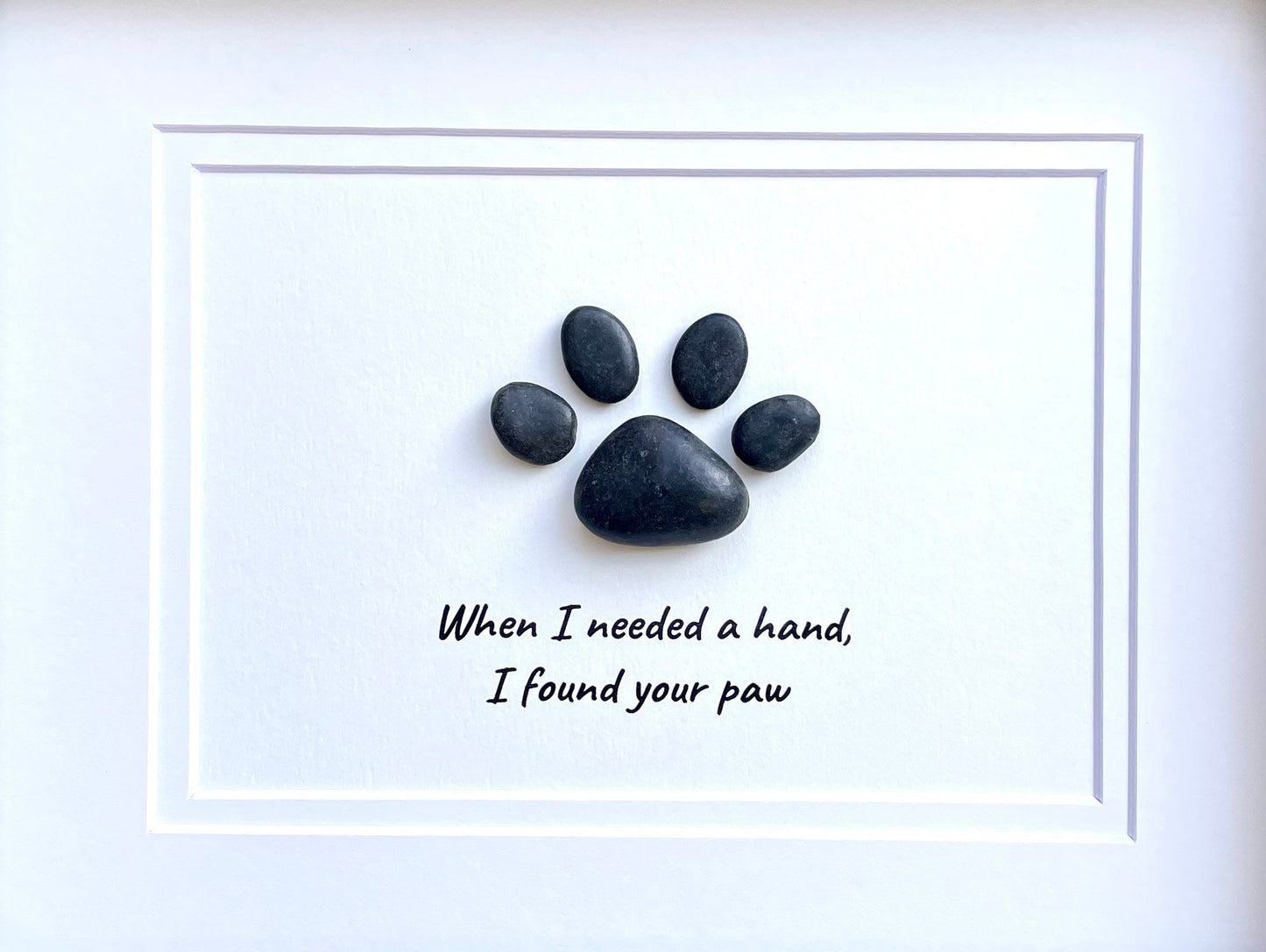 Pebble Pet Paw Art, Personalized Dog Cat Gift, Framed