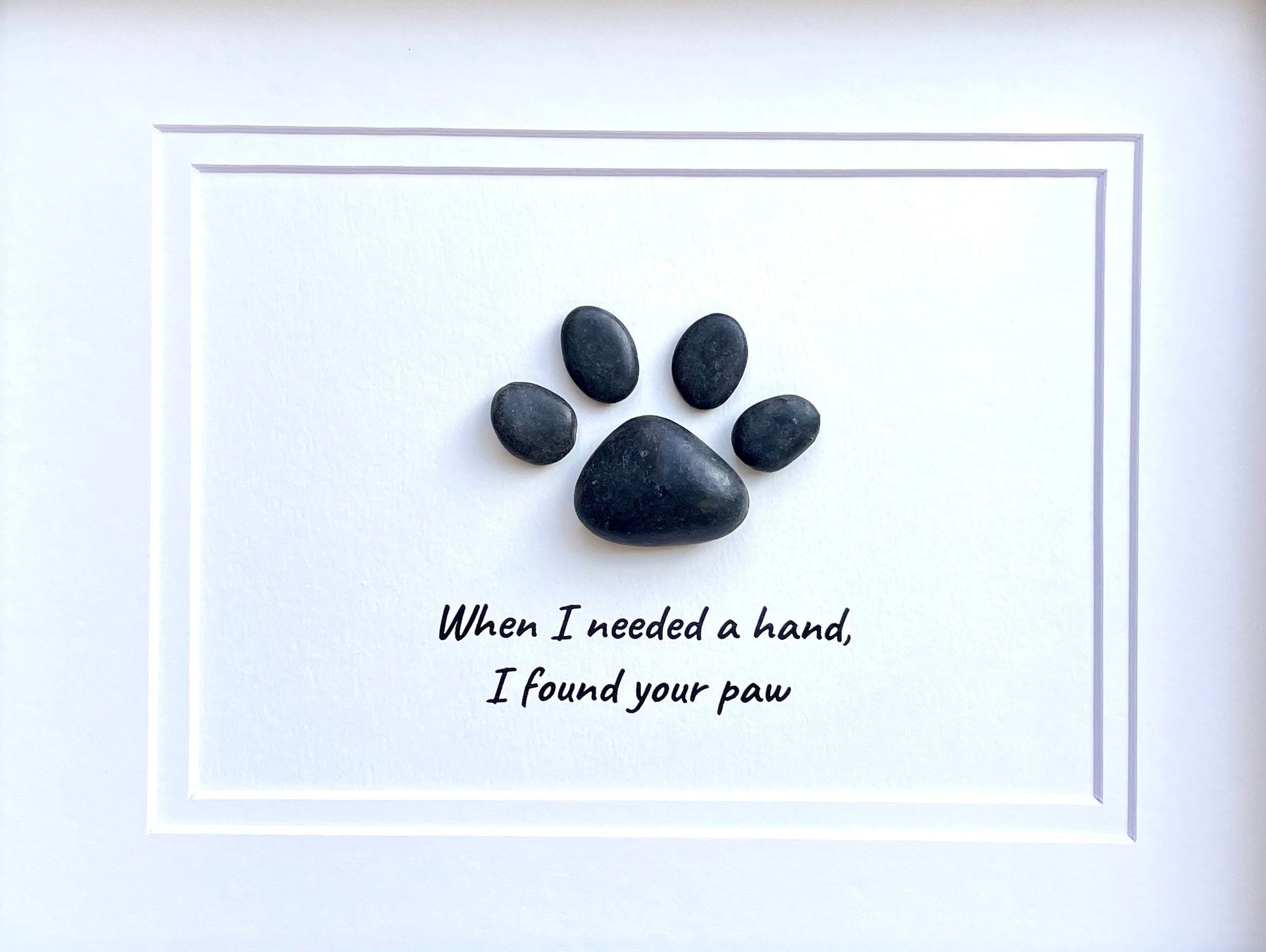 Pebble Pet Paw Art, Personalized Dog Cat Gift, Framed