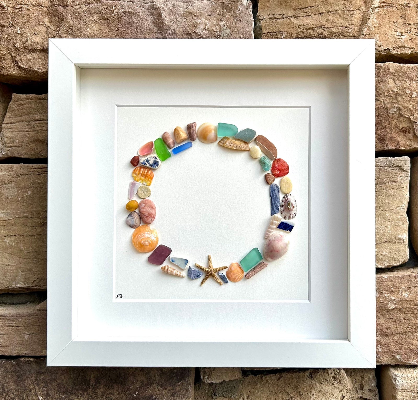 Cat Watching Birds in a Tree | Cat Artwork Made from Sea Glass, Pebbles and Driftwood | Perfect Gift for Cat Lovers | 8x10 Pebble Art