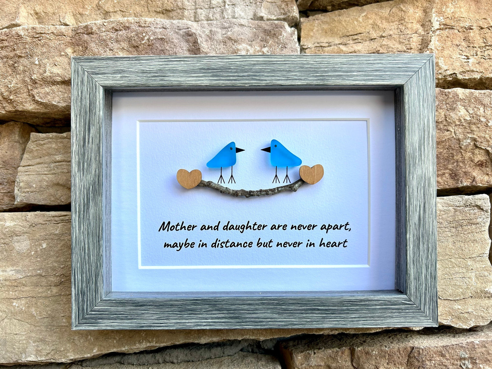 Mother and Daughter are Never Apart, Maybe in Distance but Never in Heart, 5x7 Sea Glass Picture, Gift for Mom, Mother’s Day