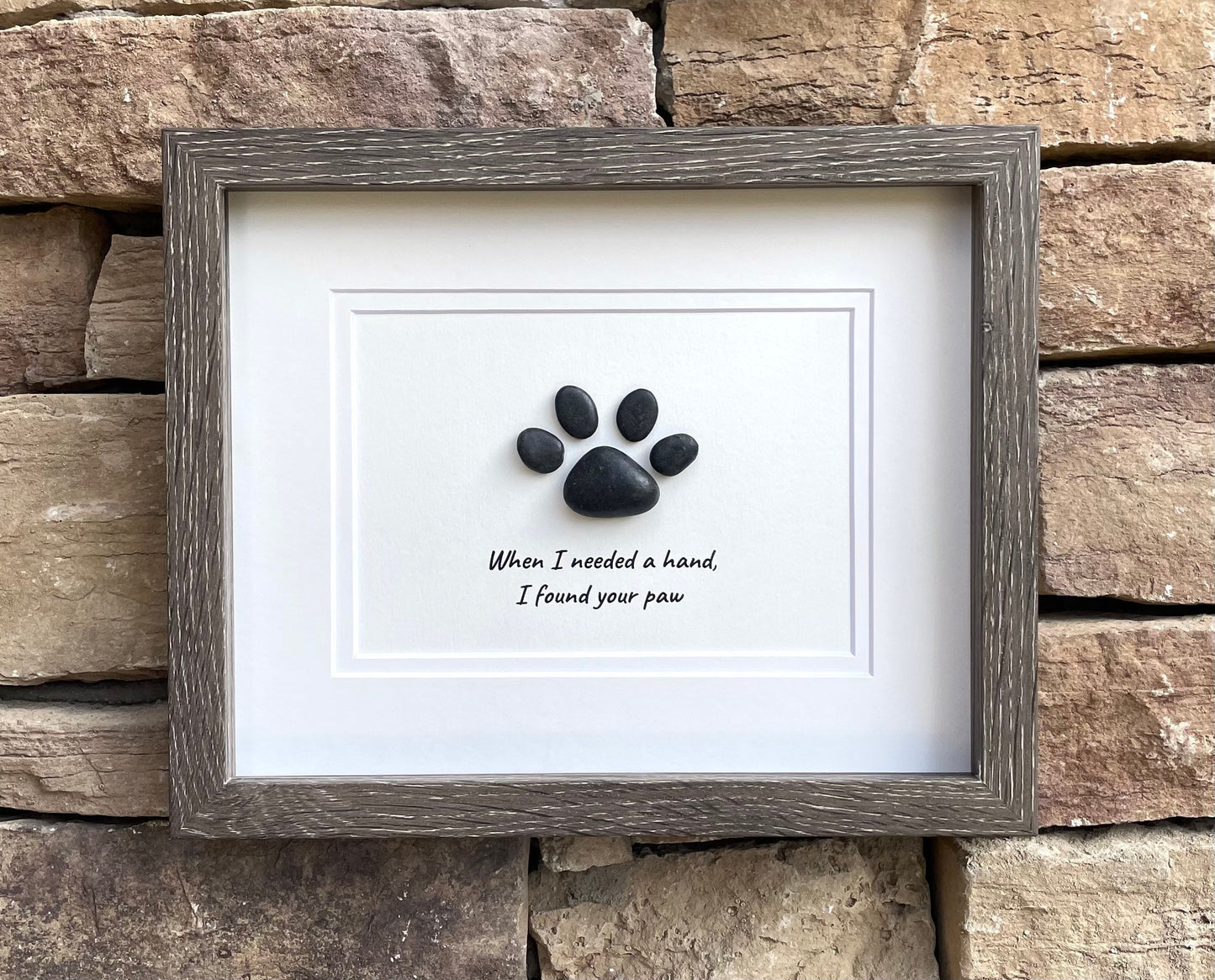 Pebble Pet Paw Art, Personalized Dog Cat Gift, Framed