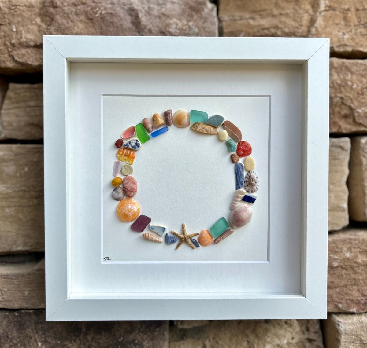 Cat Watching Birds in a Tree | Cat Artwork Made from Sea Glass, Pebbles and Driftwood | Perfect Gift for Cat Lovers | 8x10 Pebble Art