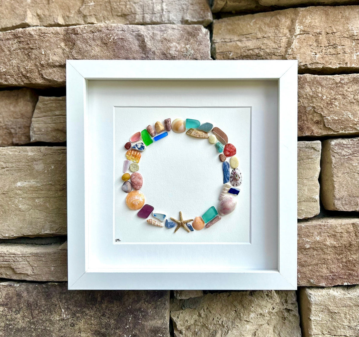 Cat Watching Birds in a Tree | Cat Artwork Made from Sea Glass, Pebbles and Driftwood | Perfect Gift for Cat Lovers | 8x10 Pebble Art