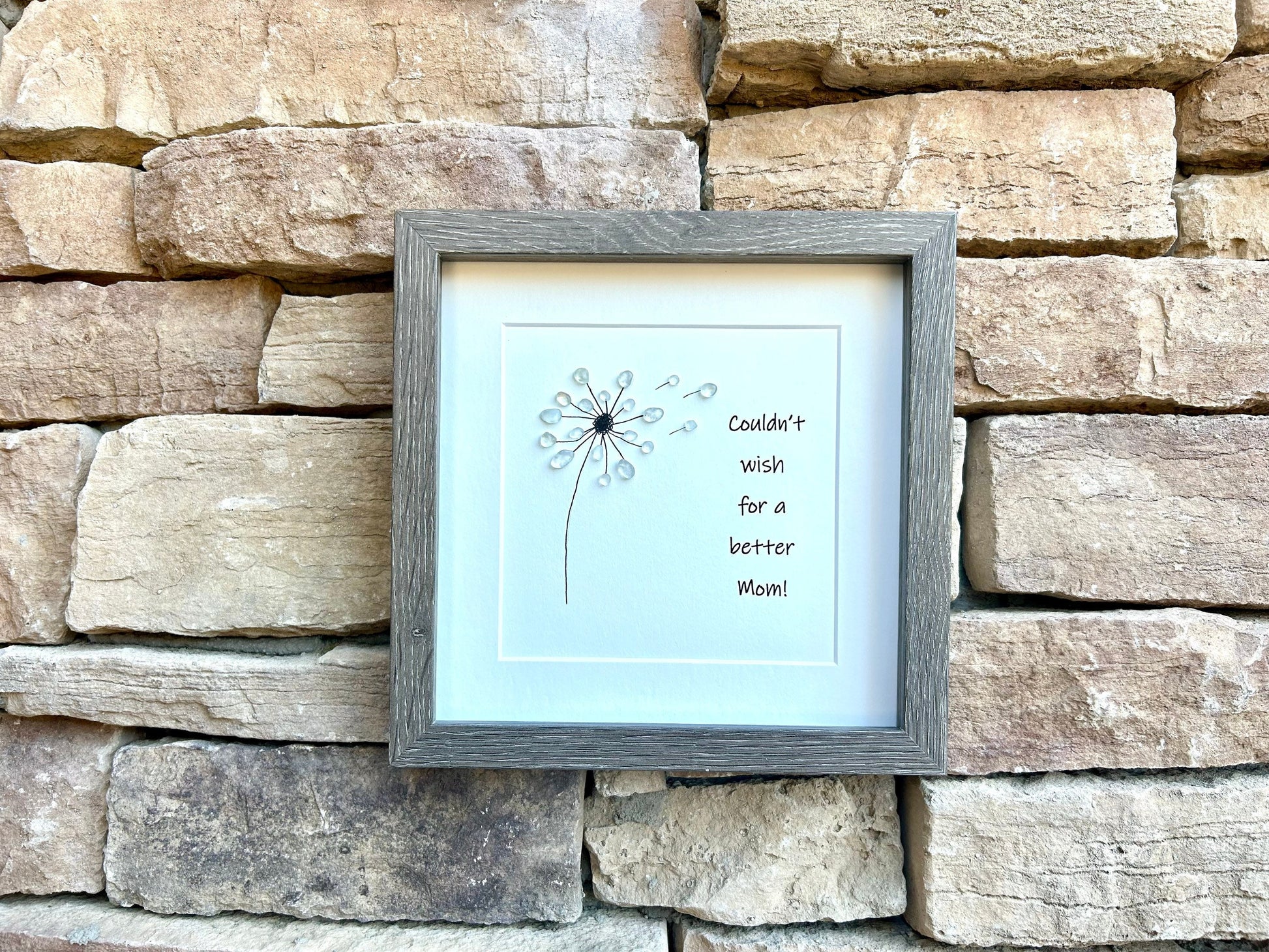 Dandelion Sea Glass Art, Gift for Mom, Framed Mother's Day Present