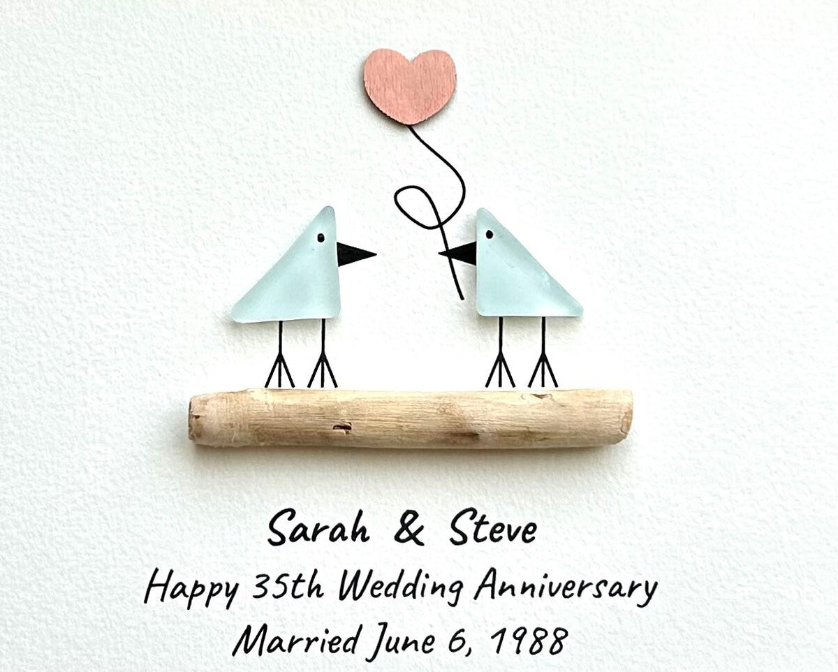 15th Wedding Anniversary Gift | Crystal Anniversary | 15 Year Anniversary | Gift for Wife, Husband, Parents, Couple | 8x10 Sea Glass Art