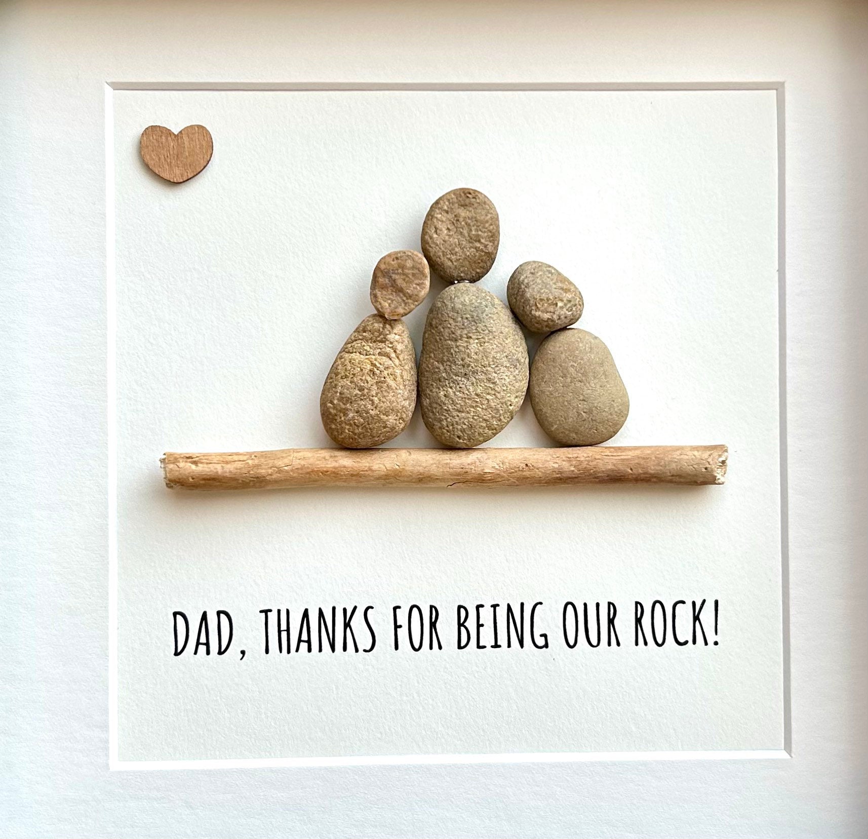 Handmade Pebble Art Framed Gift for Dad, Father's Day