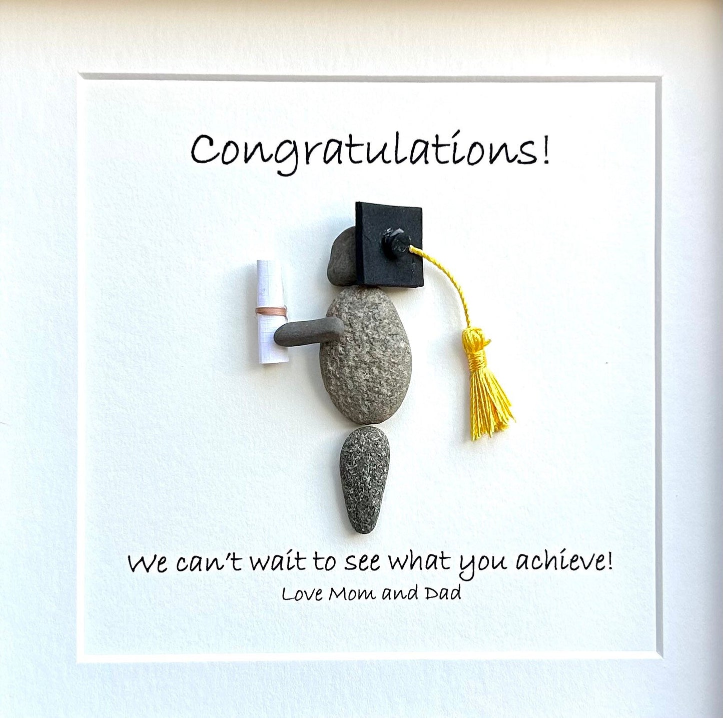 Framed Graduation Pebble Art Gift, 9x9 Personalized Picture, Graduation Gift for Daughter, Son, Child, Grandchild