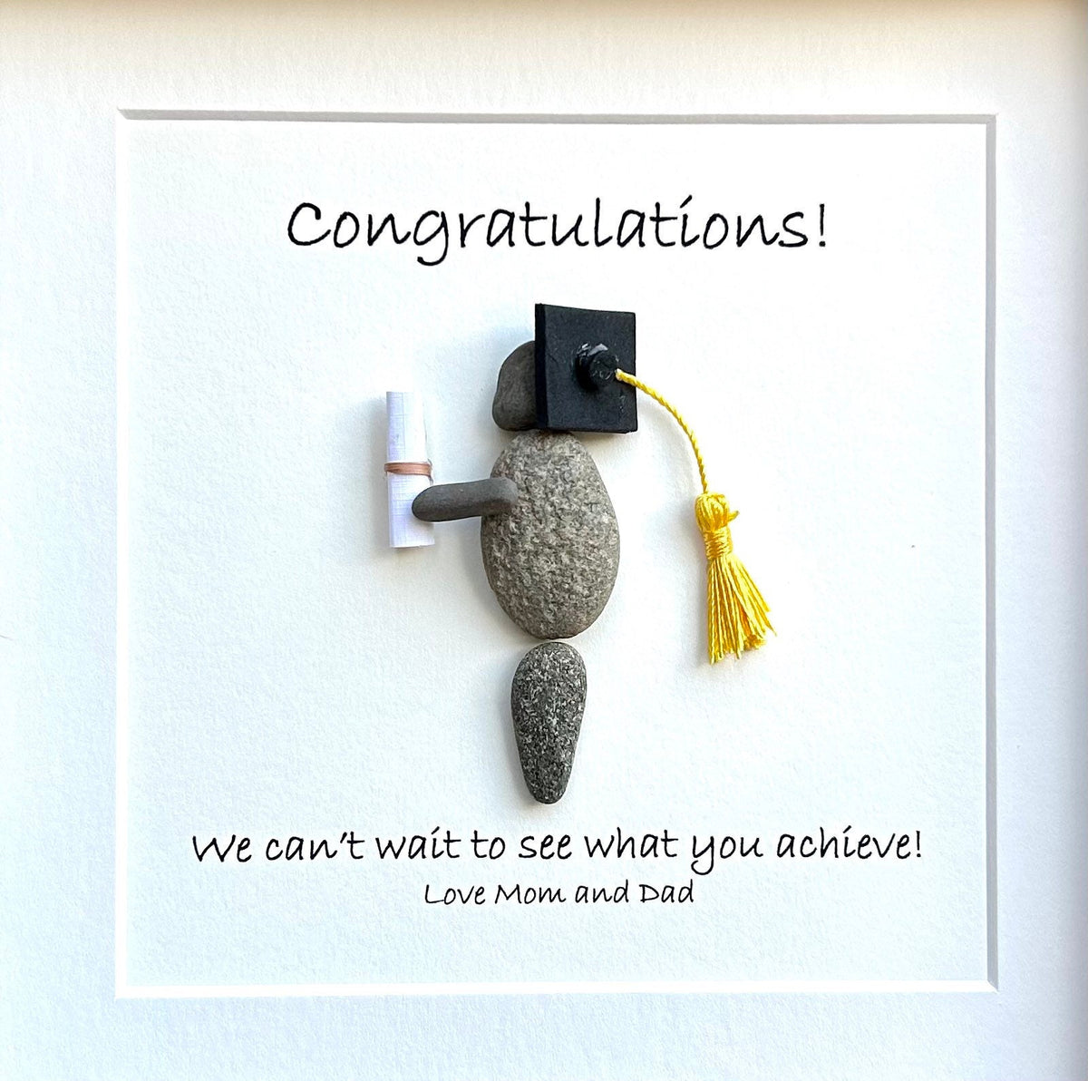 Framed Graduation Pebble Art Gift, 9x9 Personalized Picture, Graduation Gift for Daughter, Son, Child, Grandchild