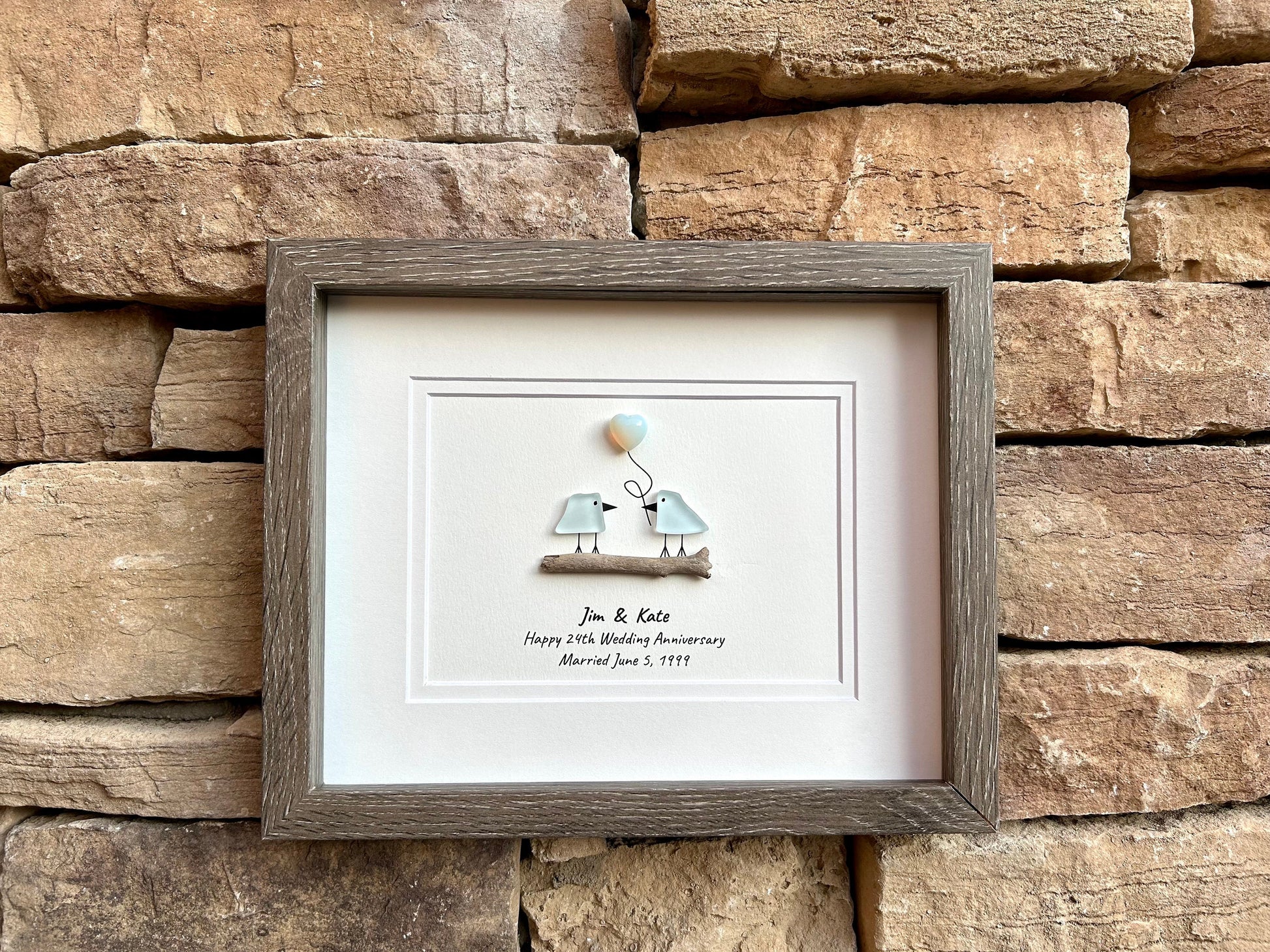 24th Wedding Anniversary | Opal Anniversary | 24 Year Anniversary | Gift for Wife, Husband, Parent, Couple, Friends | 8x10 Sea Glass Art