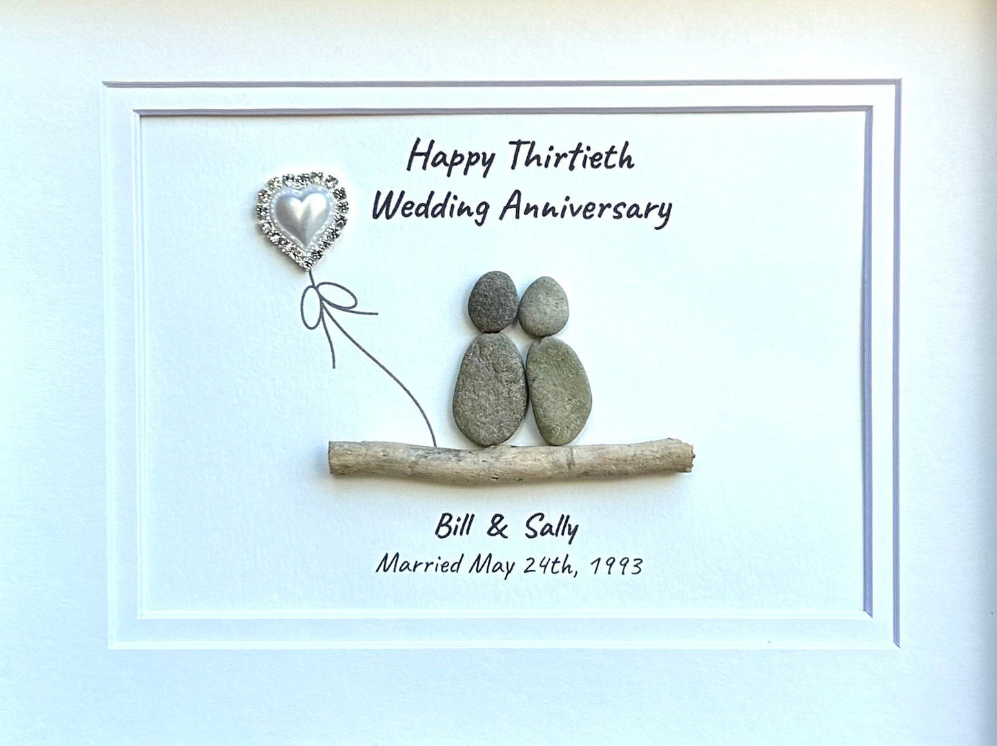 30th Wedding Anniversary | Pearl Anniversary | Unique 30th Anniversary Gift | Gift for Wife, Husband, Parent, Couple | 8x10 Pebble Art