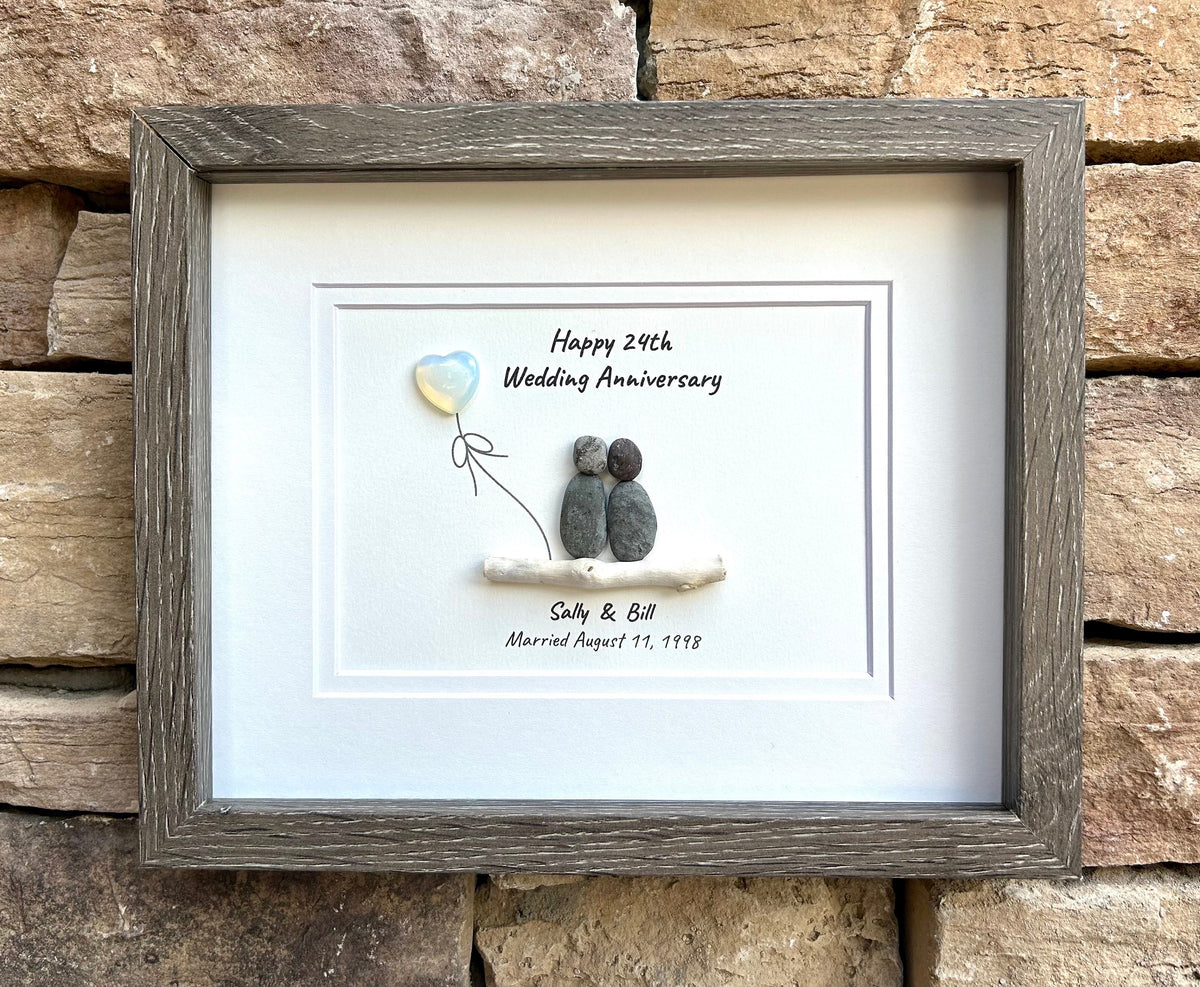 24th Wedding Anniversary | Opal Anniversary | 24 Year Anniversary | Gift for Wife, Husband, Parent, Couple, Friends | 8x10 Pebble Art
