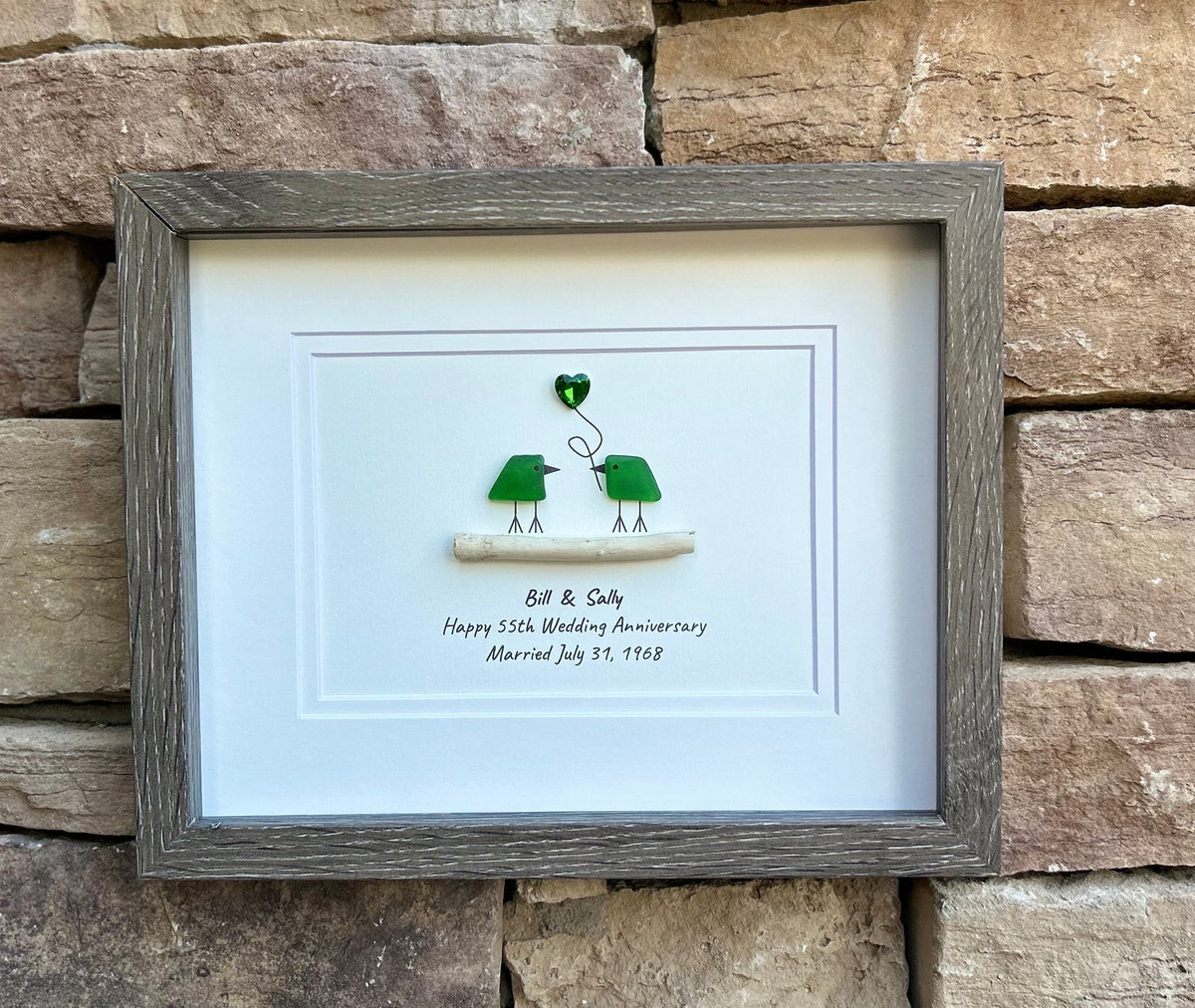 55th Wedding Anniversary Personalized Gift, 8 x 10” Emerald Anniversary Gift for Parents, Wife, Husband, Friends