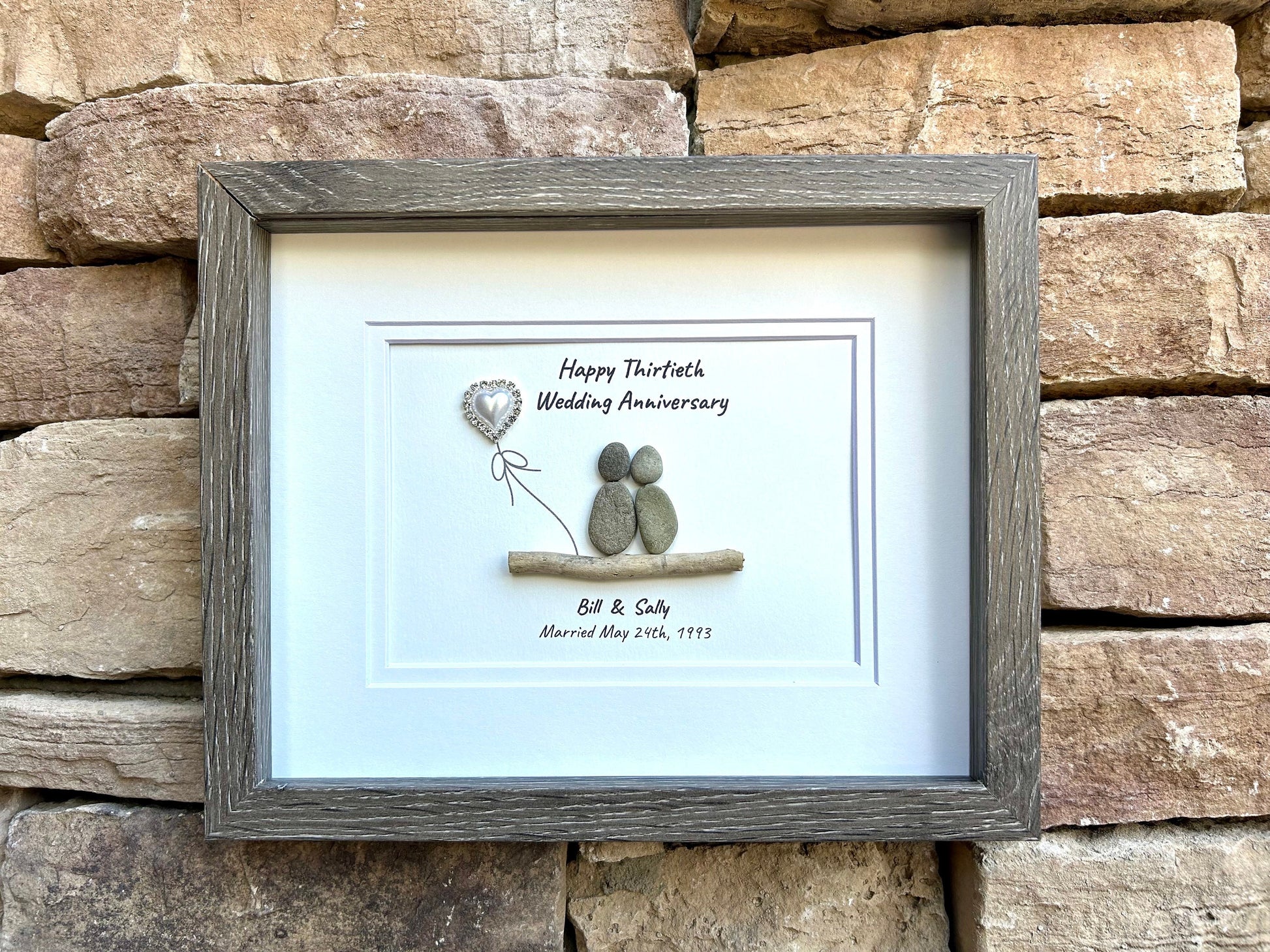 30th Wedding Anniversary | Pearl Anniversary | Unique 30th Anniversary Gift | Gift for Wife, Husband, Parent, Couple | 8x10 Pebble Art