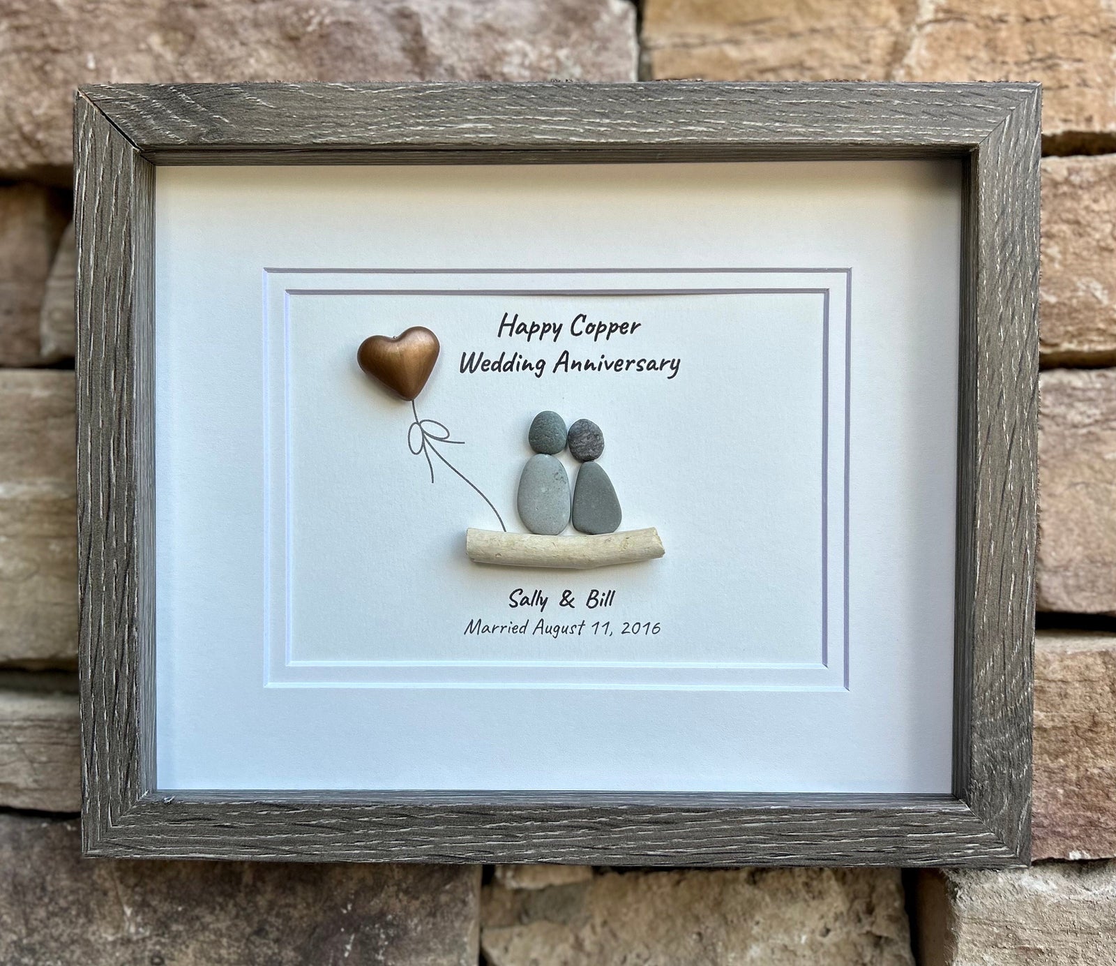 7th Wedding Anniversary Personalized Gift, Copper Seventh Anniversary Art, Copper Anniversary Gift for Wife, Husband, Friends