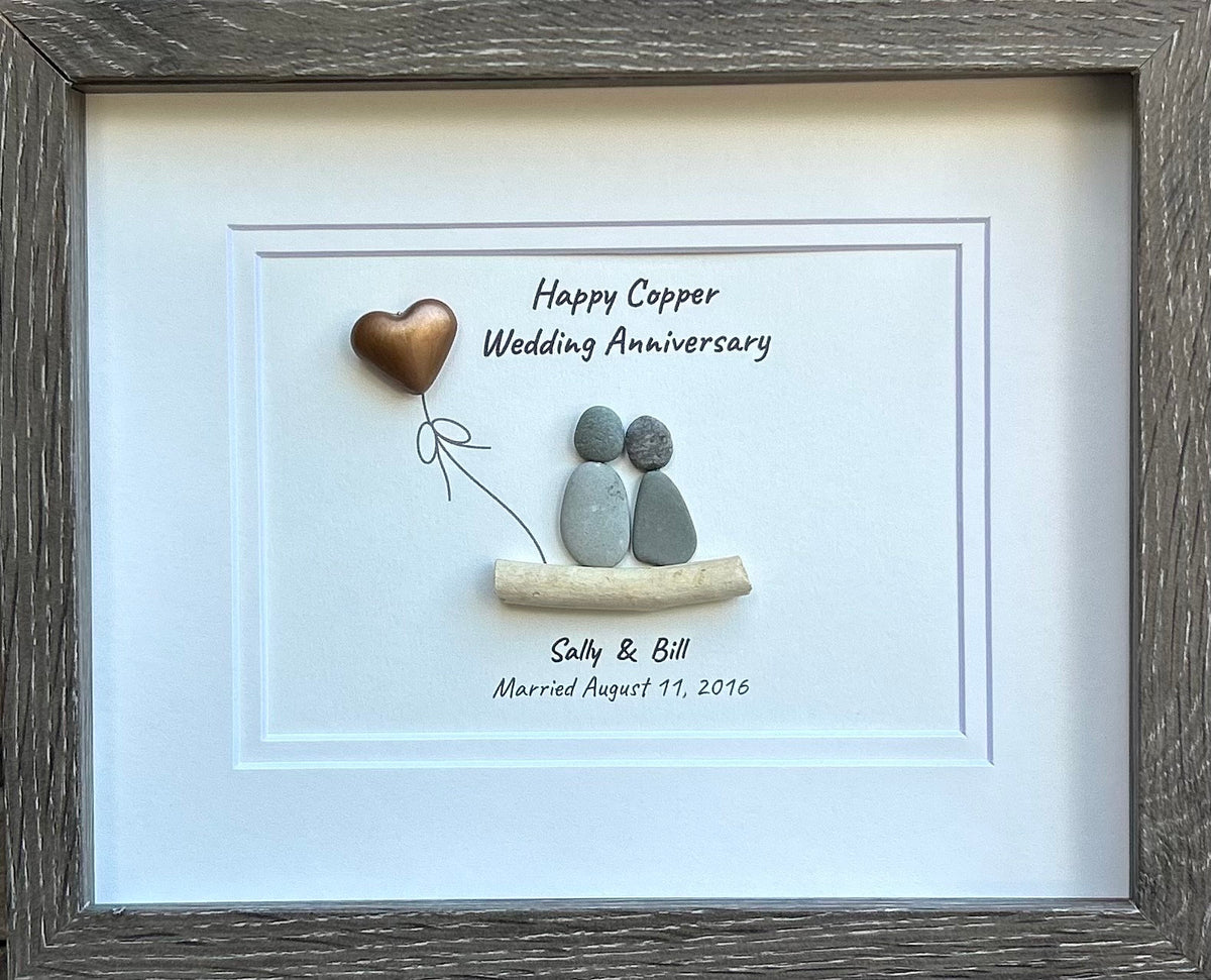 7th Wedding Anniversary Personalized Gift, Copper Seventh Anniversary Art, Copper Anniversary Gift for Wife, Husband, Friends