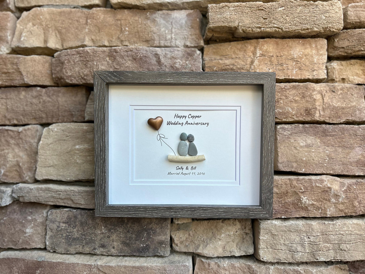 7th Wedding Anniversary Personalized Gift, Copper Seventh Anniversary Art, Copper Anniversary Gift for Wife, Husband, Friends