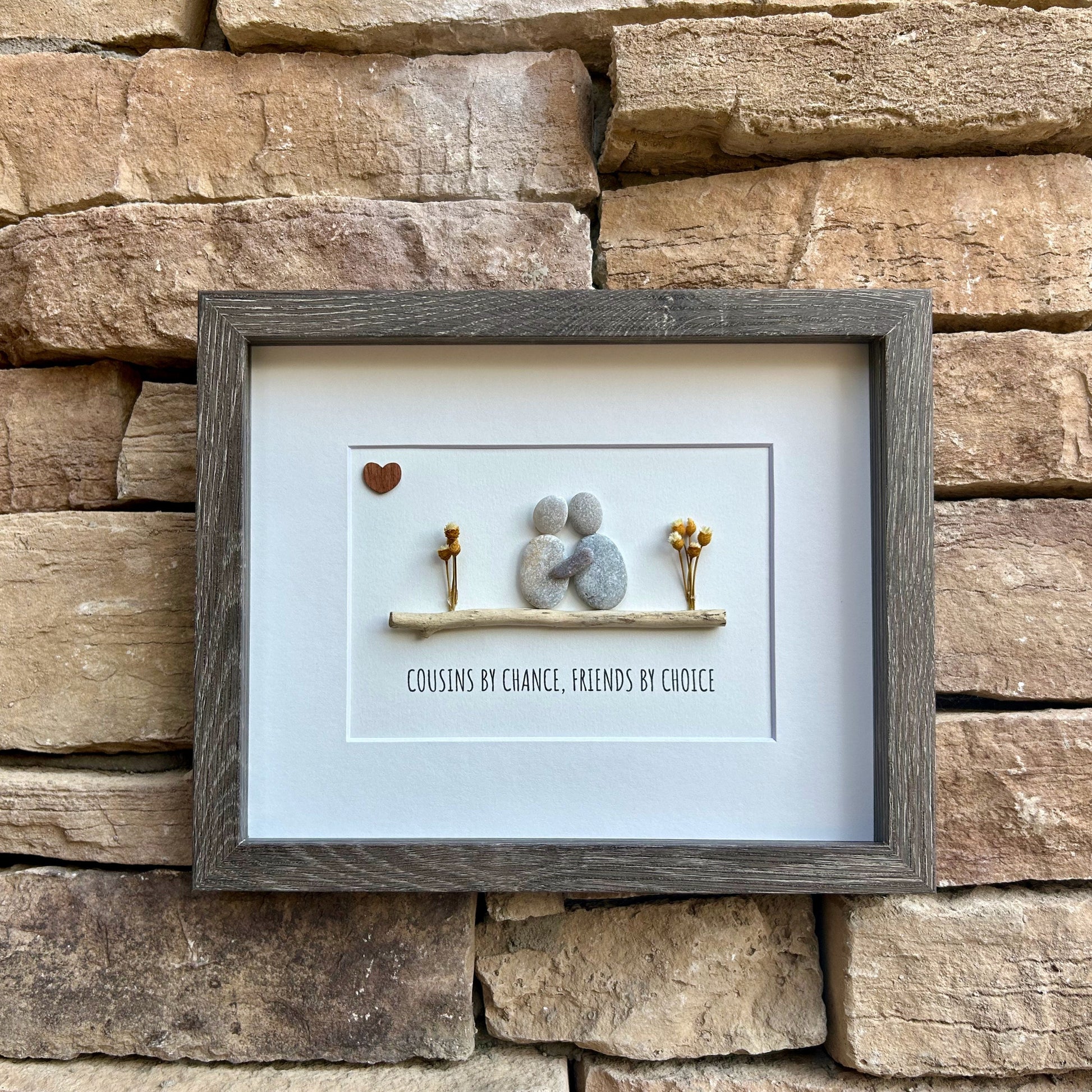 Cousins by Chance, Friends by Choice | Handmade Gift for Cousin | Unique Gift for Cousins | 8x10 Pebble and Driftwood Art