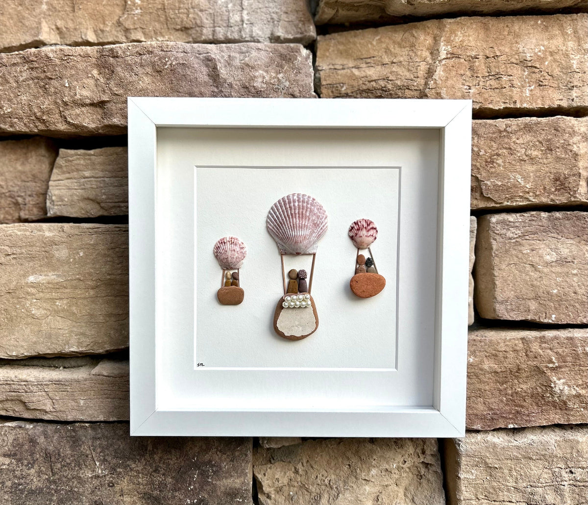 Two Dogs Sitting Under Tree | Gift for Dog Owners | Dog Lovers | Two Dogs | Unique Gift for Friends | 8x8 Framed Pebble Art