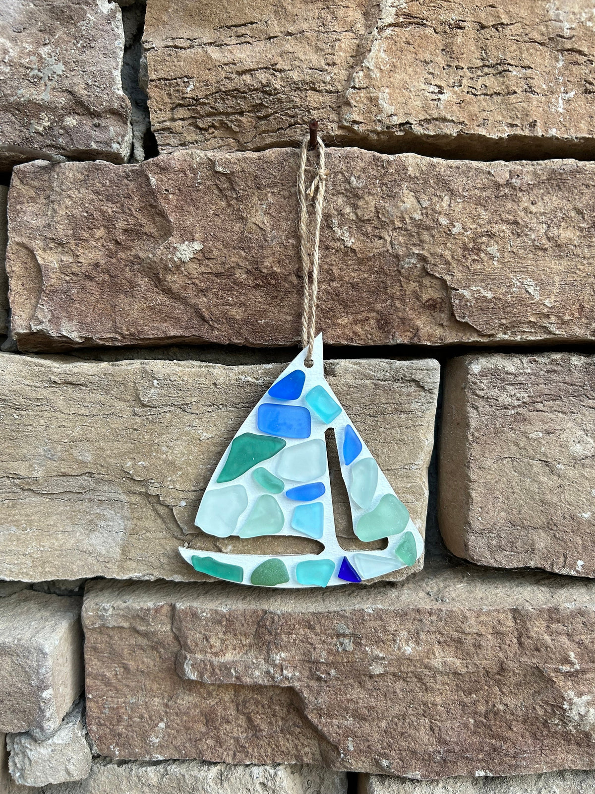 Scottish Sea Glass Sailing Ornaments, Choose Between 2 Handmade Decorations Featuring a Sailboat and an Anchor, Perfect Gift for Sailor