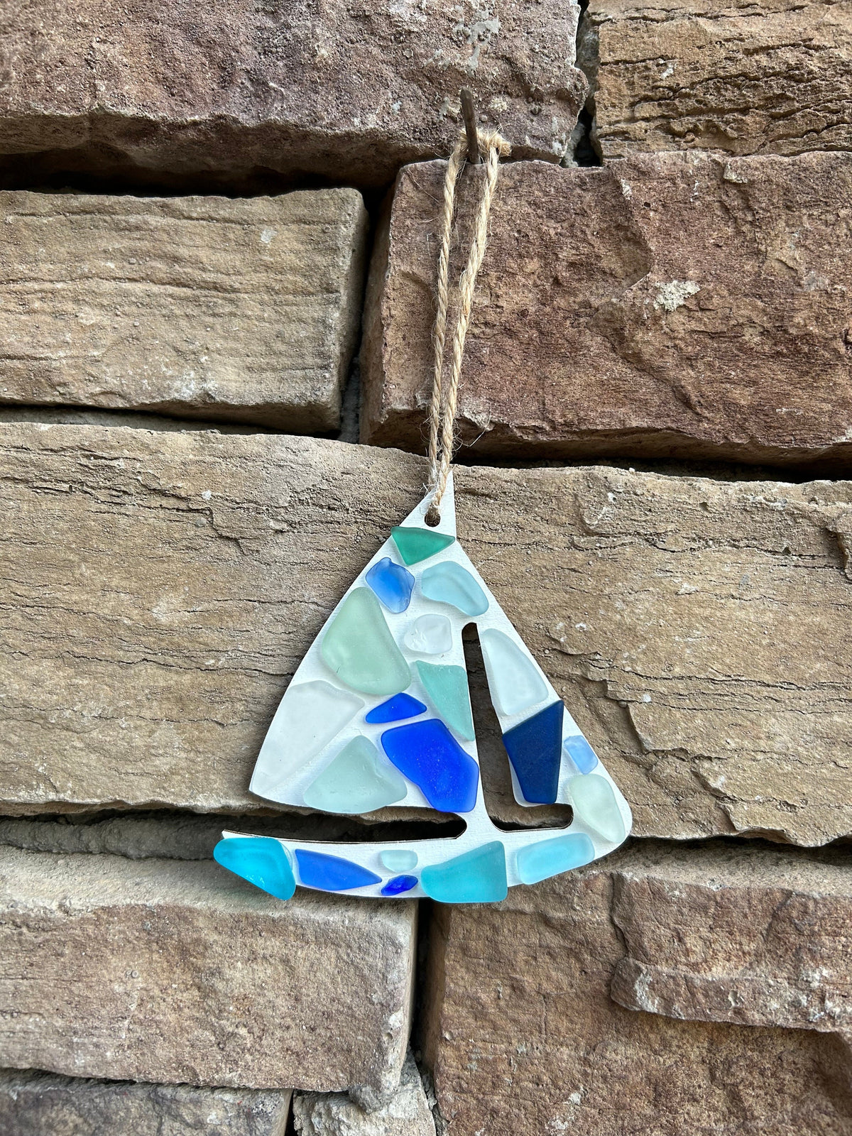 Scottish Sea Glass Sailing Ornaments, Choose Between 2 Handmade Decorations Featuring a Sailboat and an Anchor, Perfect Gift for Sailor
