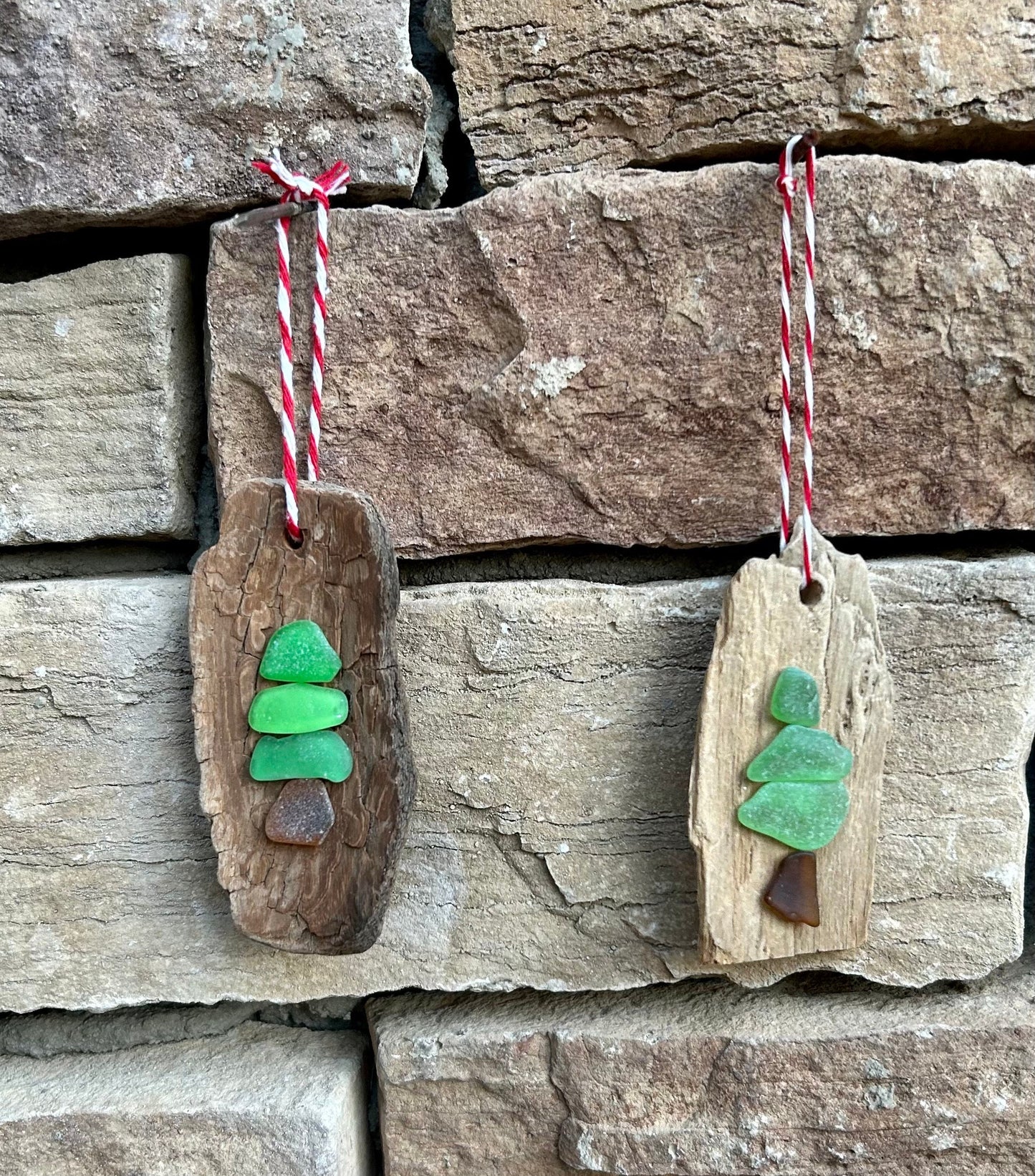 Sea Glass Christmas Tree Ornament made from Driftwood and Scottish Seaglass, Perfect Holiday Gift, Stocking Stuffer, Coastal Decor