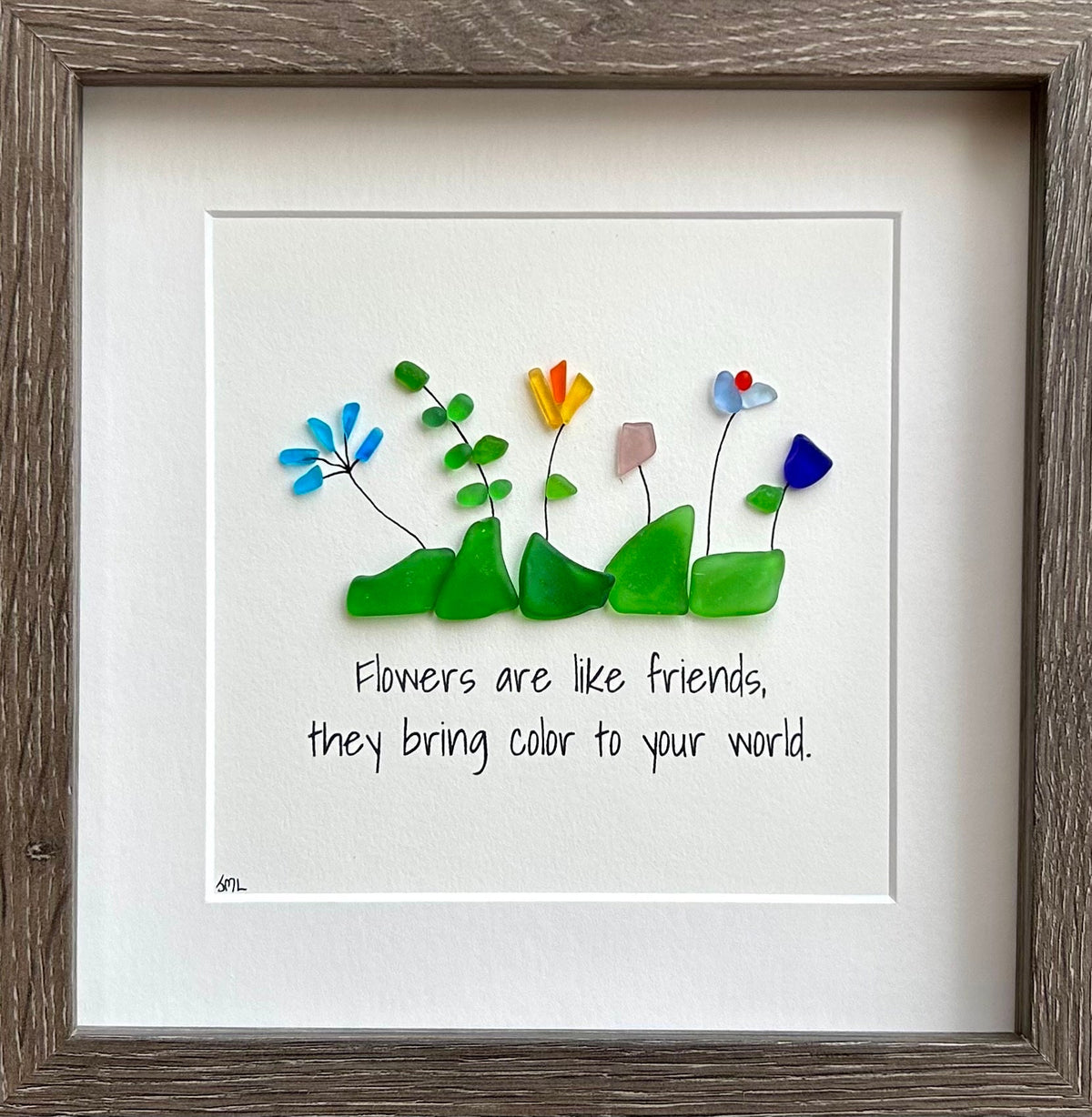 The Best Wines Are The Ones We Drink With Friends | Handmade | Bar Decor | Cocktail Art | Housewarming Gift | Wine Lover | 5x7 Sea Glass Art
