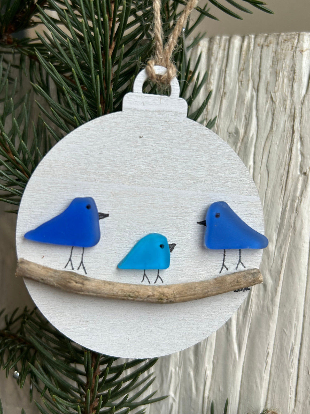 Family of Sea Glass Birds Christmas Ornament | Couple | Family of 2 | Family of 3 | Family of 4 | Family of 5 | Family of 6 | Perfect Holiday Gift | Drift Wood