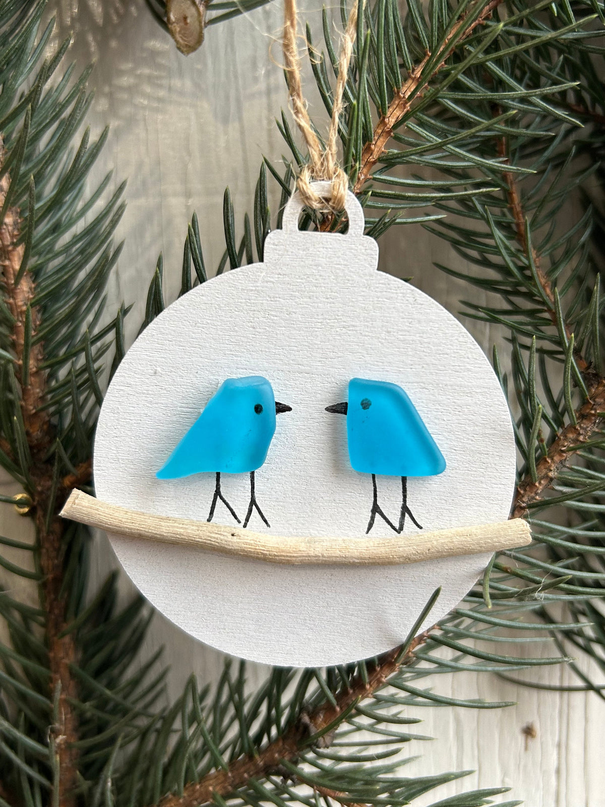 Handmade Family of Sea Glass Birds Christmas Ornament, Couple, Family of 3, Family of 4, Family of 5, Perfect Holiday Gift, Drift Wood