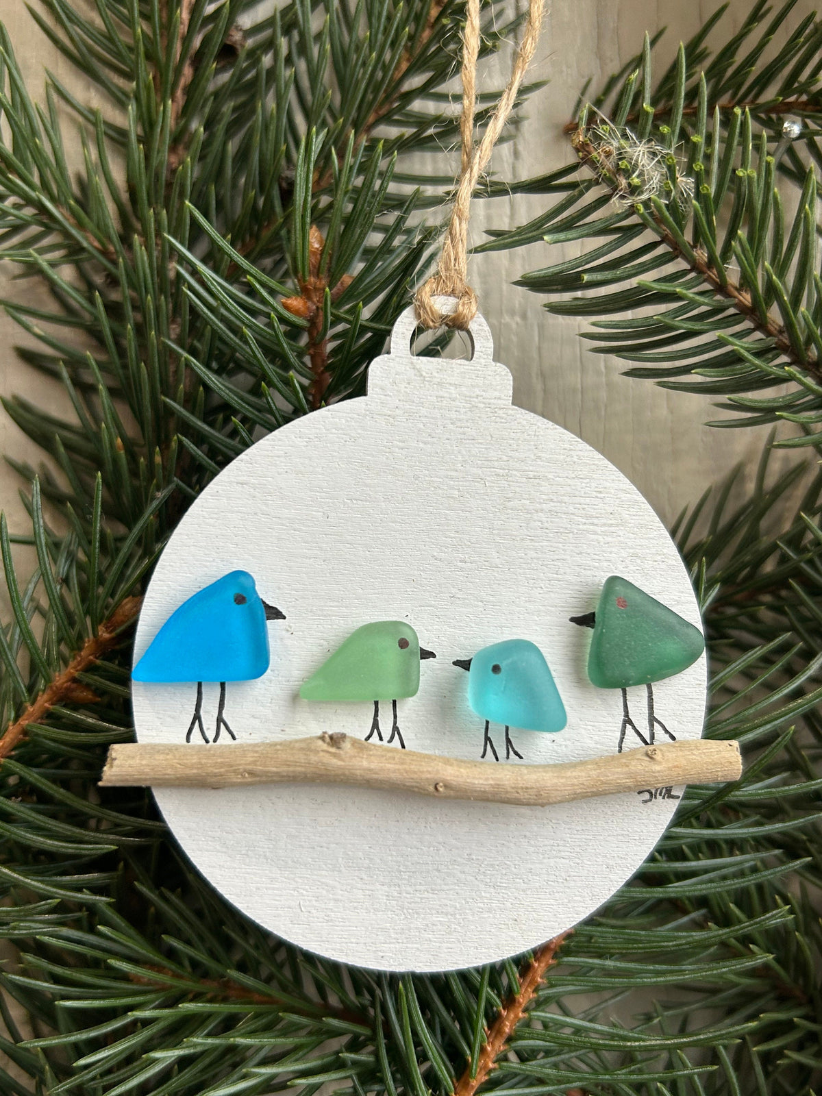 Ornament - Family of Sea Glass Birds
