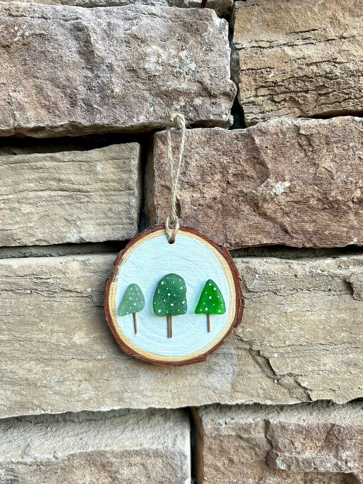 Sea Glass Trees in the Snow Made from Scottish Seaglass and Dried Wood, Perfect Holiday Gift, Stocking Stuffer