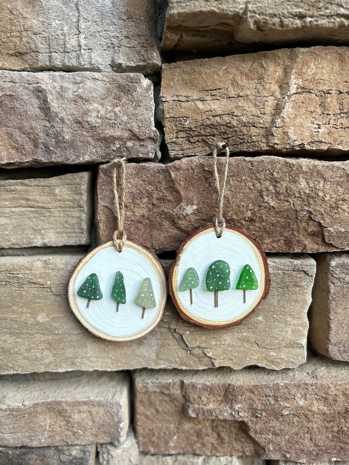 Sea Glass Trees in the Snow Made from Scottish Seaglass and Dried Wood, Perfect Holiday Gift, Stocking Stuffer