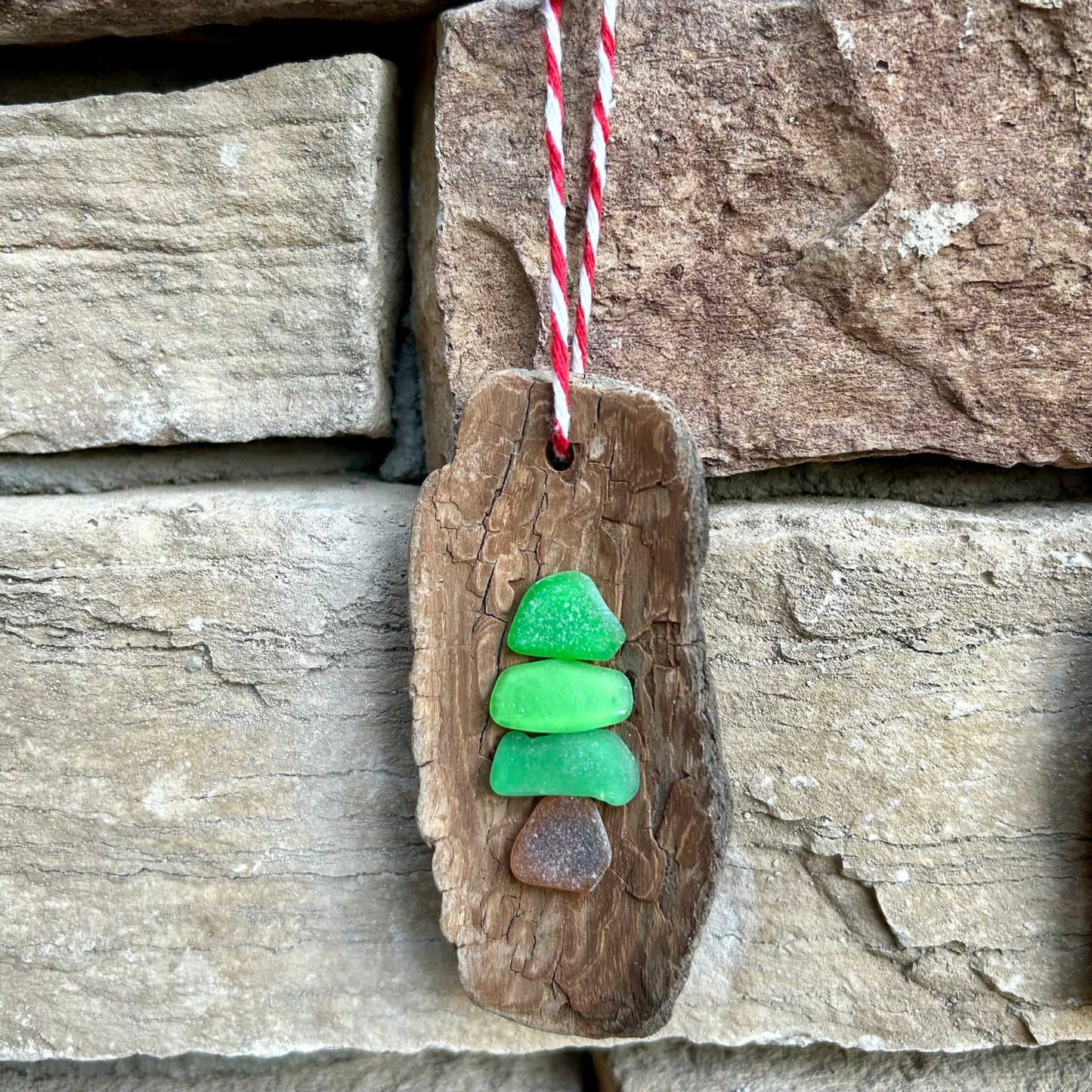 Sea Glass Christmas Tree Ornament made from Driftwood and Scottish Seaglass, Perfect Holiday Gift, Stocking Stuffer, Coastal Decor