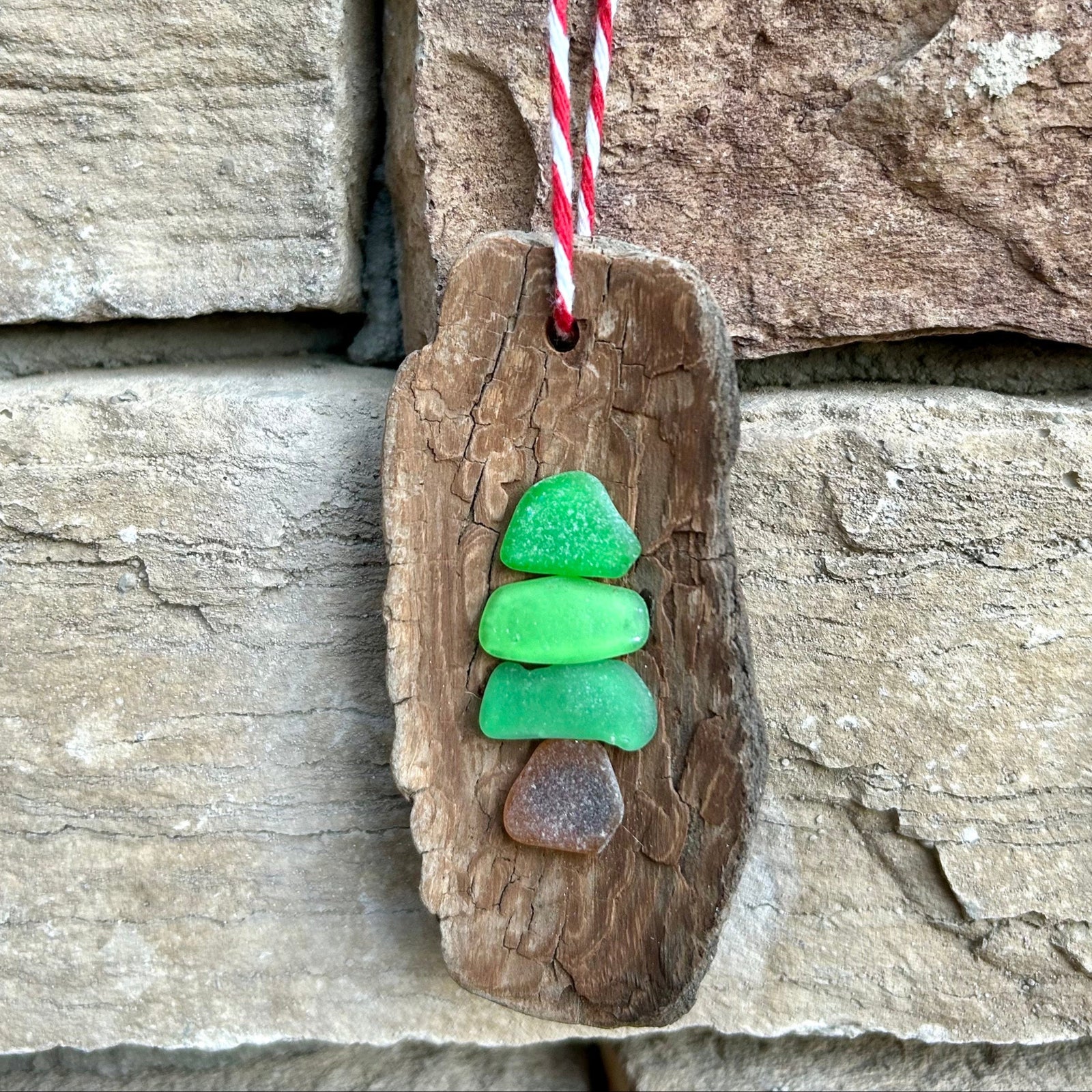 Sea Glass Christmas Tree Ornament made from Driftwood and Scottish Seaglass, Perfect Holiday Gift, Stocking Stuffer, Coastal Decor
