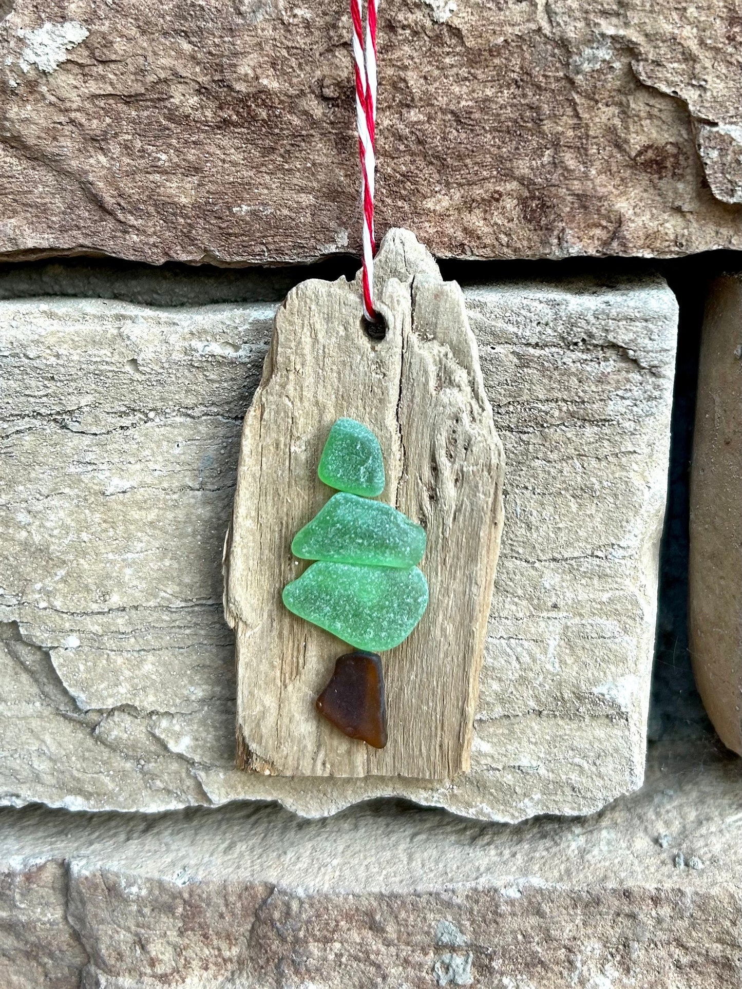 Sea Glass Christmas Tree Ornament made from Driftwood and Scottish Seaglass, Perfect Holiday Gift, Stocking Stuffer, Coastal Decor