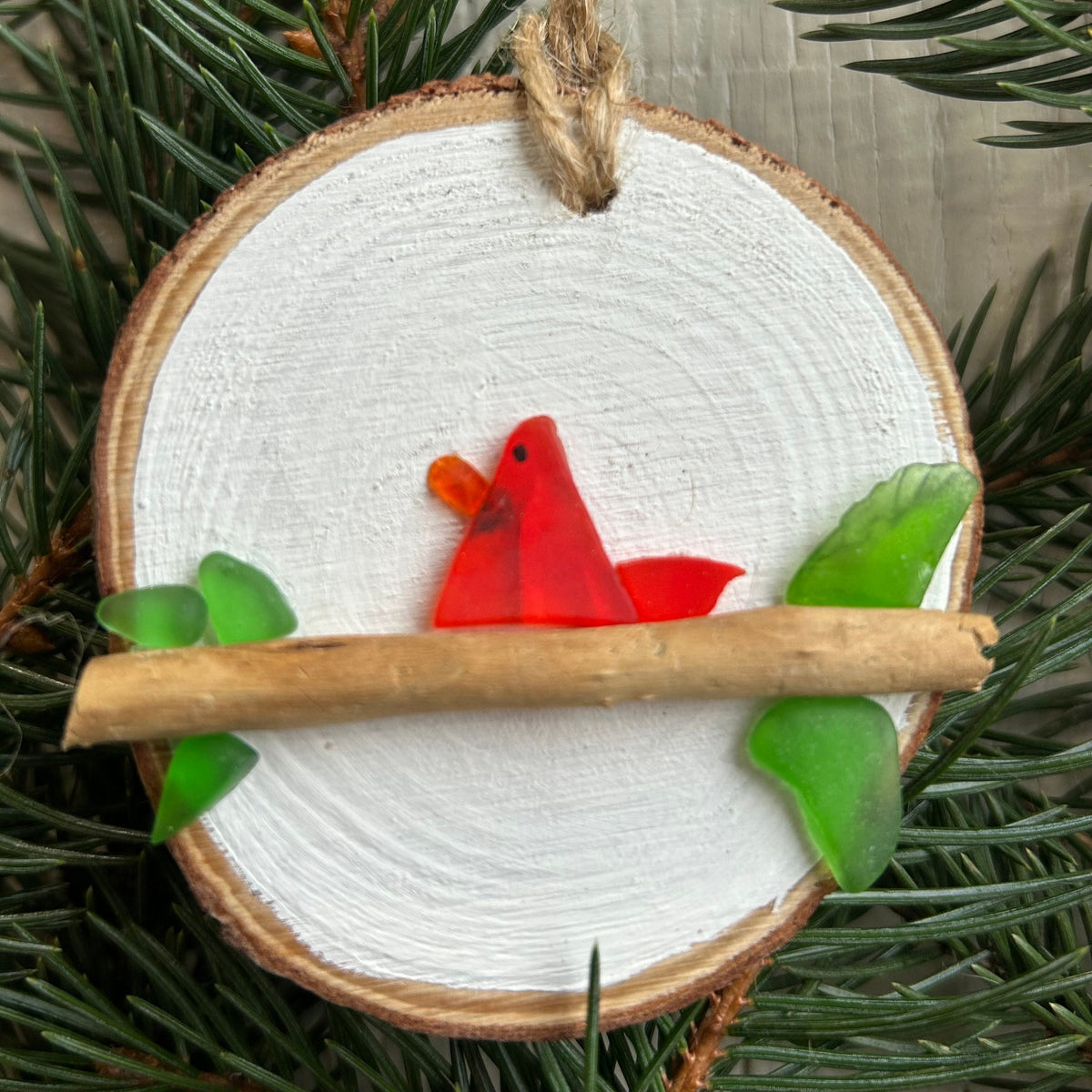 Handmade Cardinal Sea Glass Christmas Ornament, Perfect Holiday Gift, Stocking Stuffer