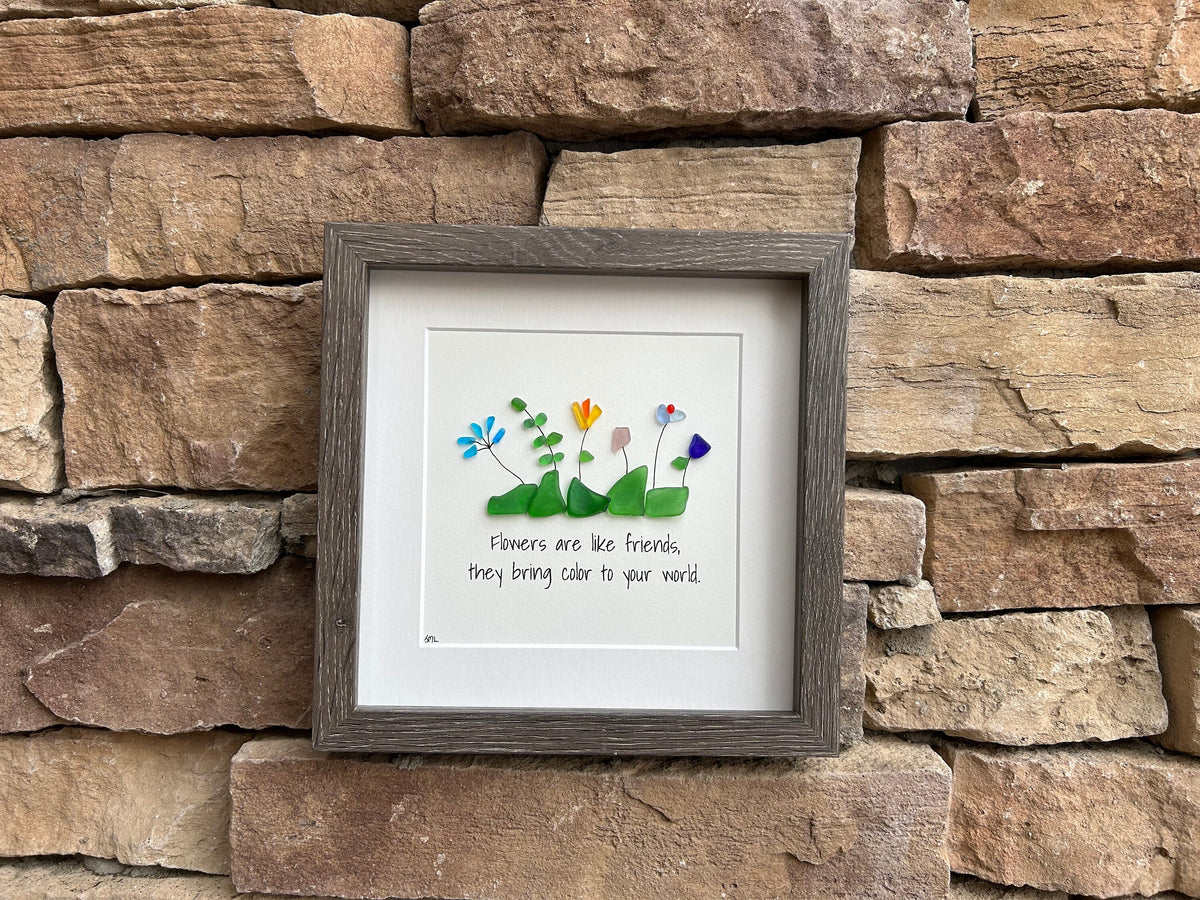 The Best Wines Are The Ones We Drink With Friends | Handmade | Bar Decor | Cocktail Art | Housewarming Gift | Wine Lover | 5x7 Sea Glass Art