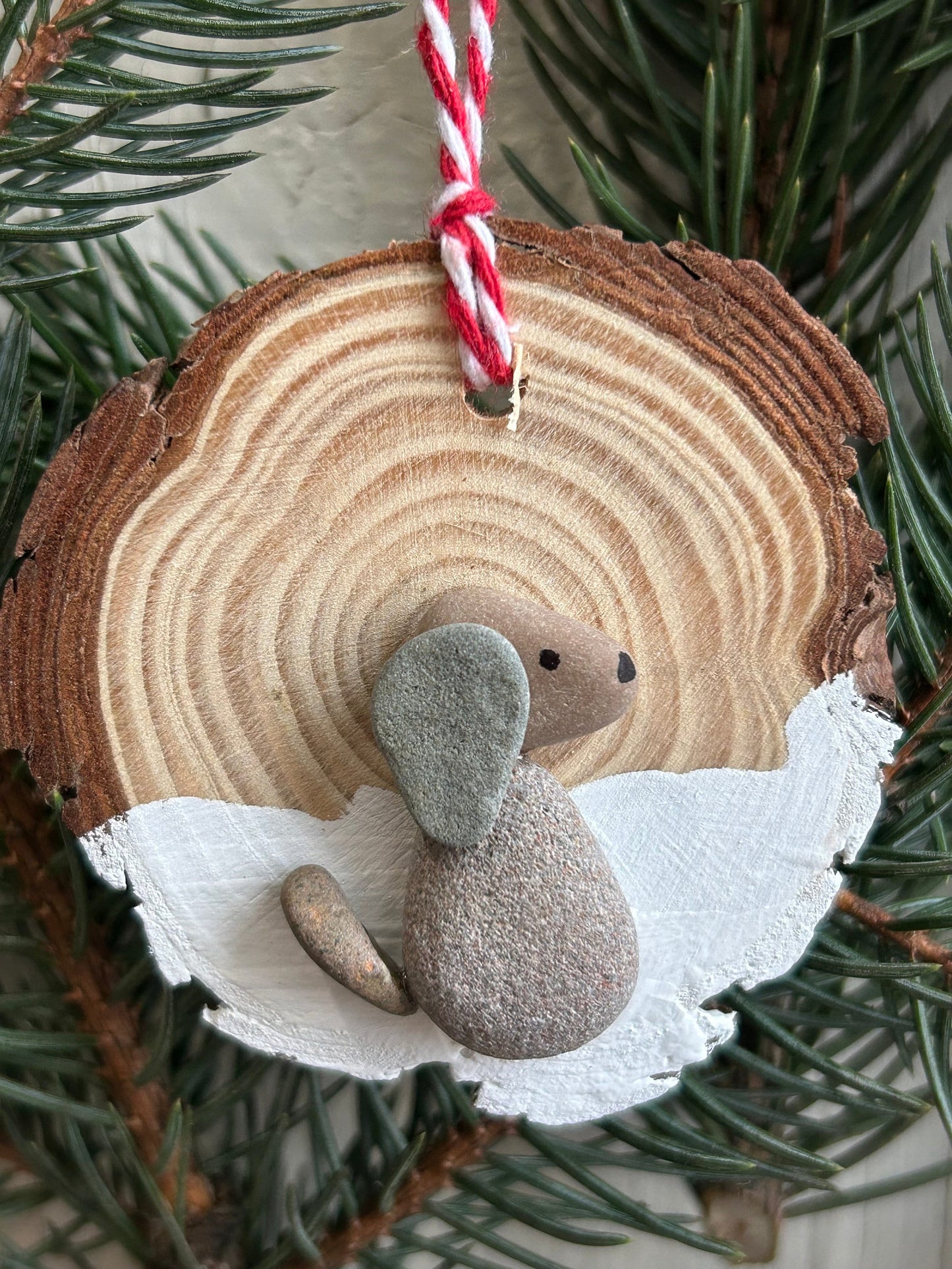 Scottish Sea Glass Dog Christmas Ornament, Beach Pebble Art